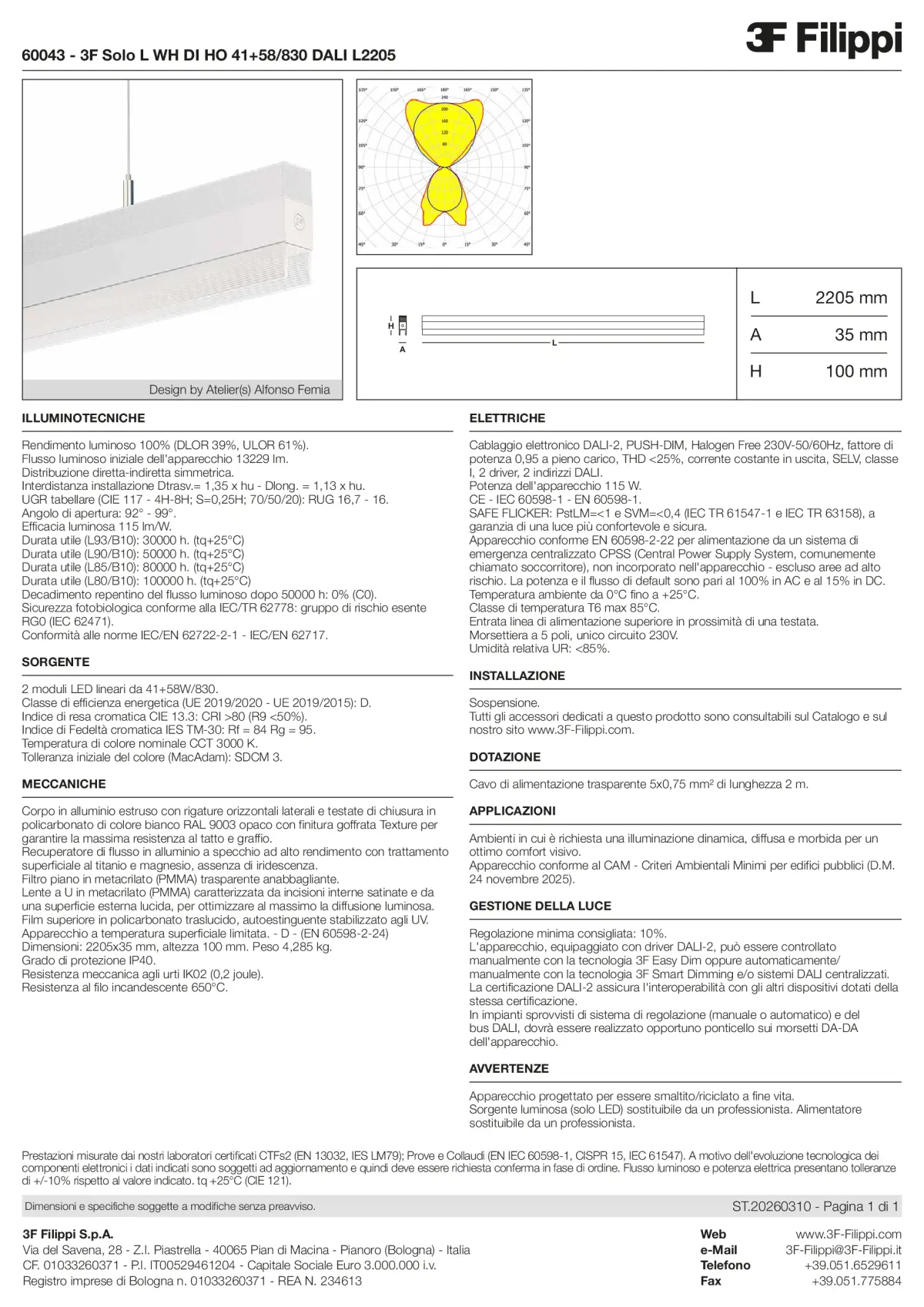 60043 - 3F Solo L WH DI HO 41+58-830 DALI L2205 - Datasheet - it