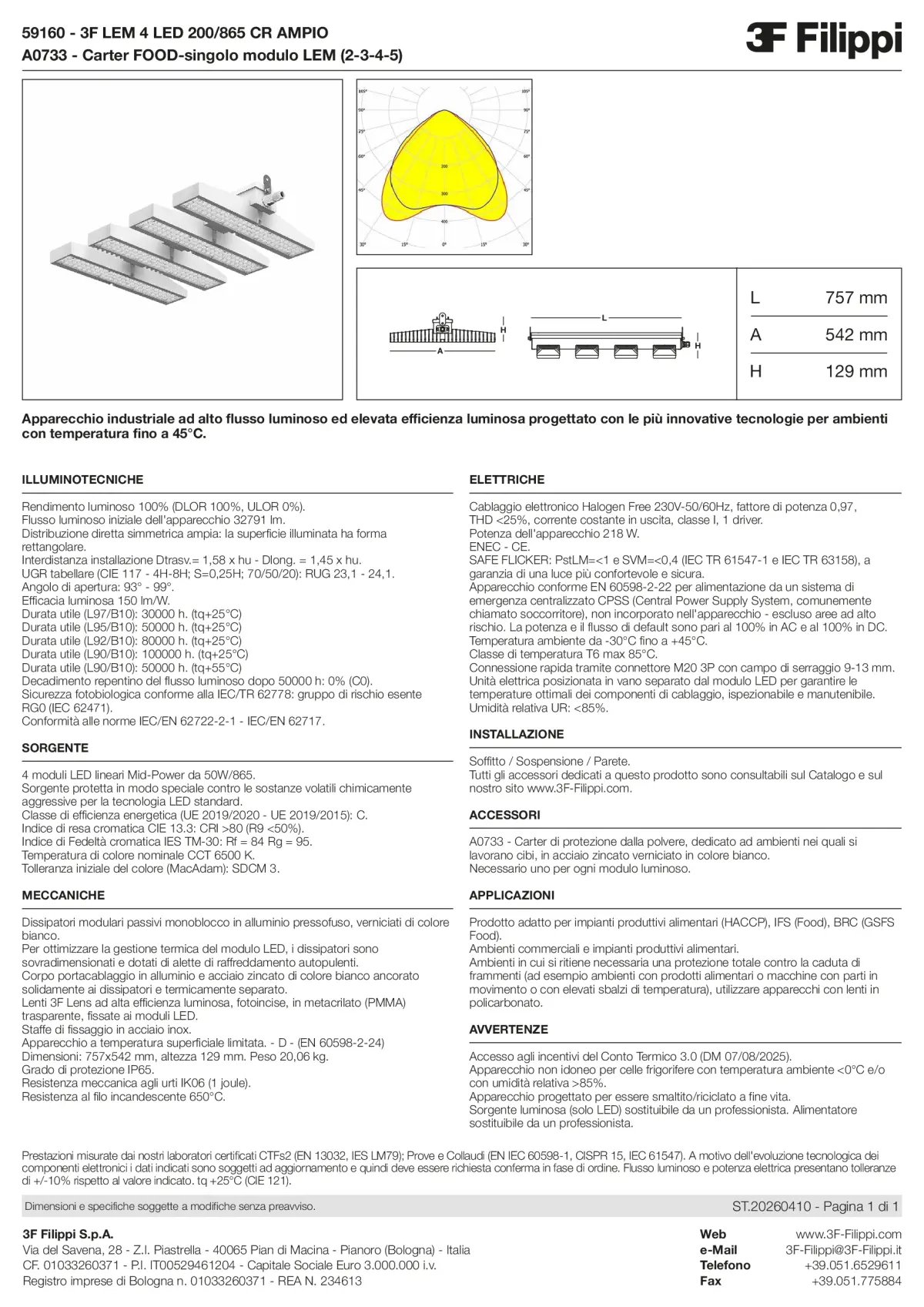 59160+A0733 - 3F LEM 4 LED 200-865 CR AMPIO + FOOD - Datasheet - it