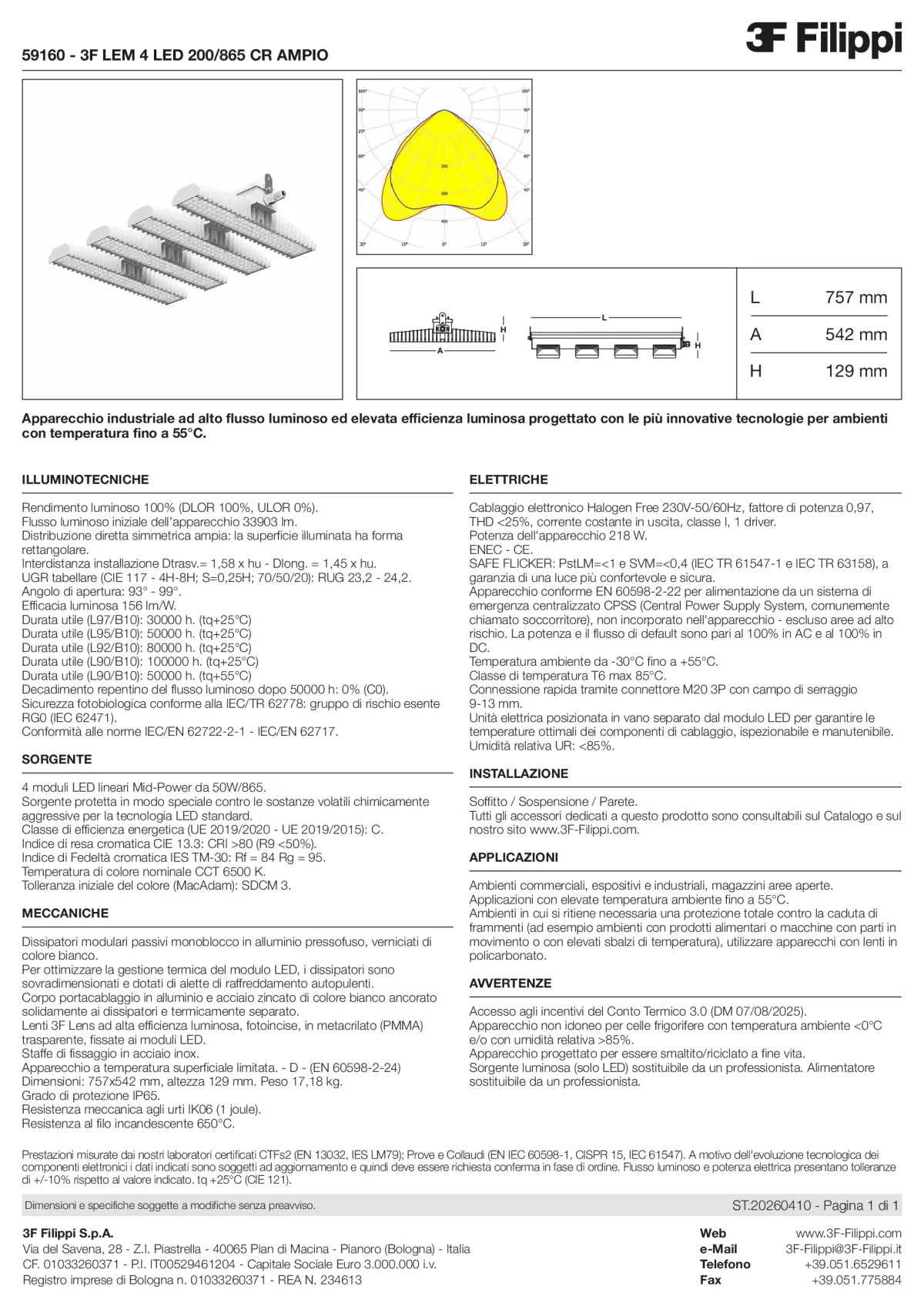 59160 - 3F LEM 4 LED 200-865 CR AMPIO - Datasheet - it
