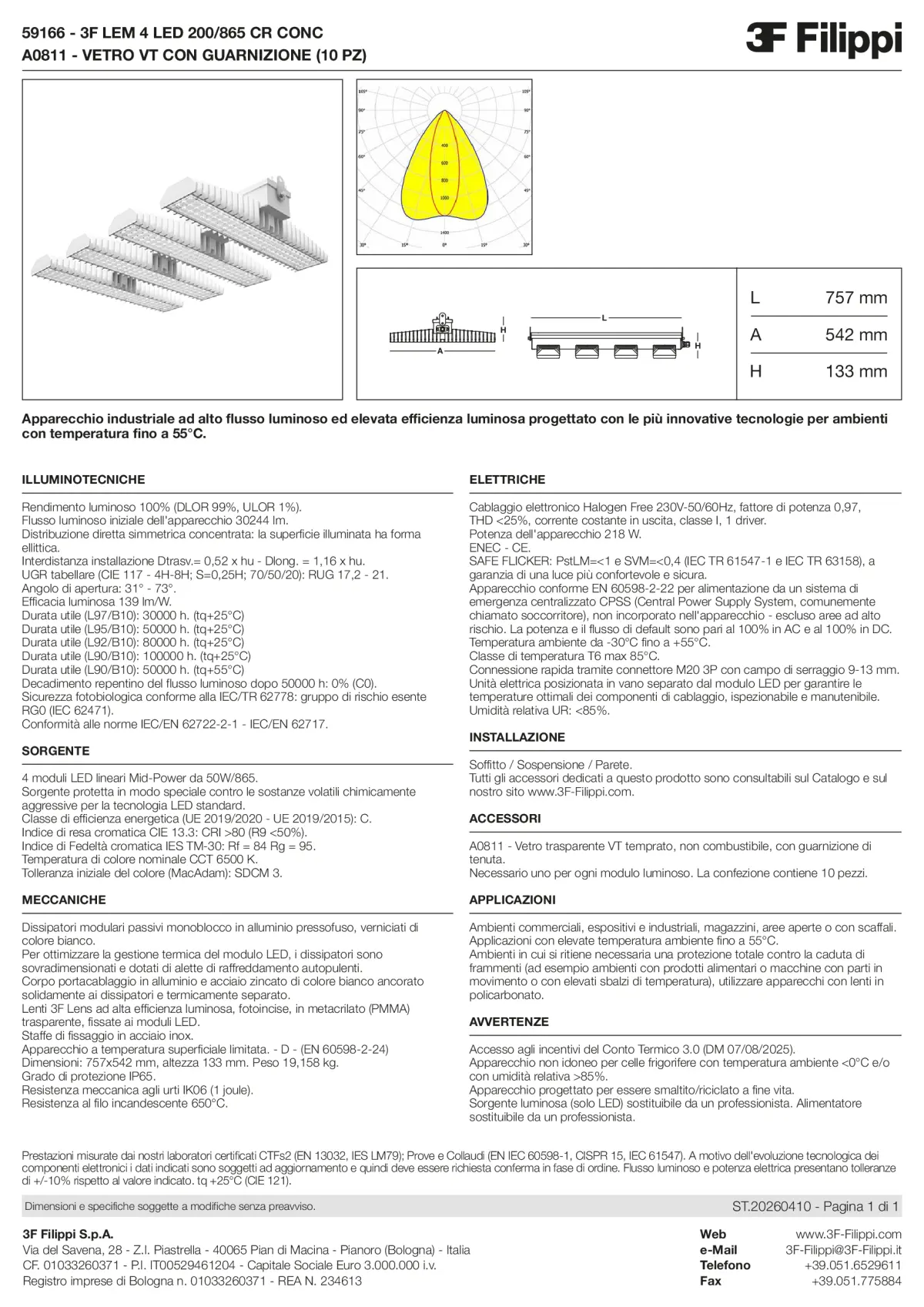 59166+A0811 - 3F LEM 4 LED 200-865 CR CONC + VT - Datasheet - it