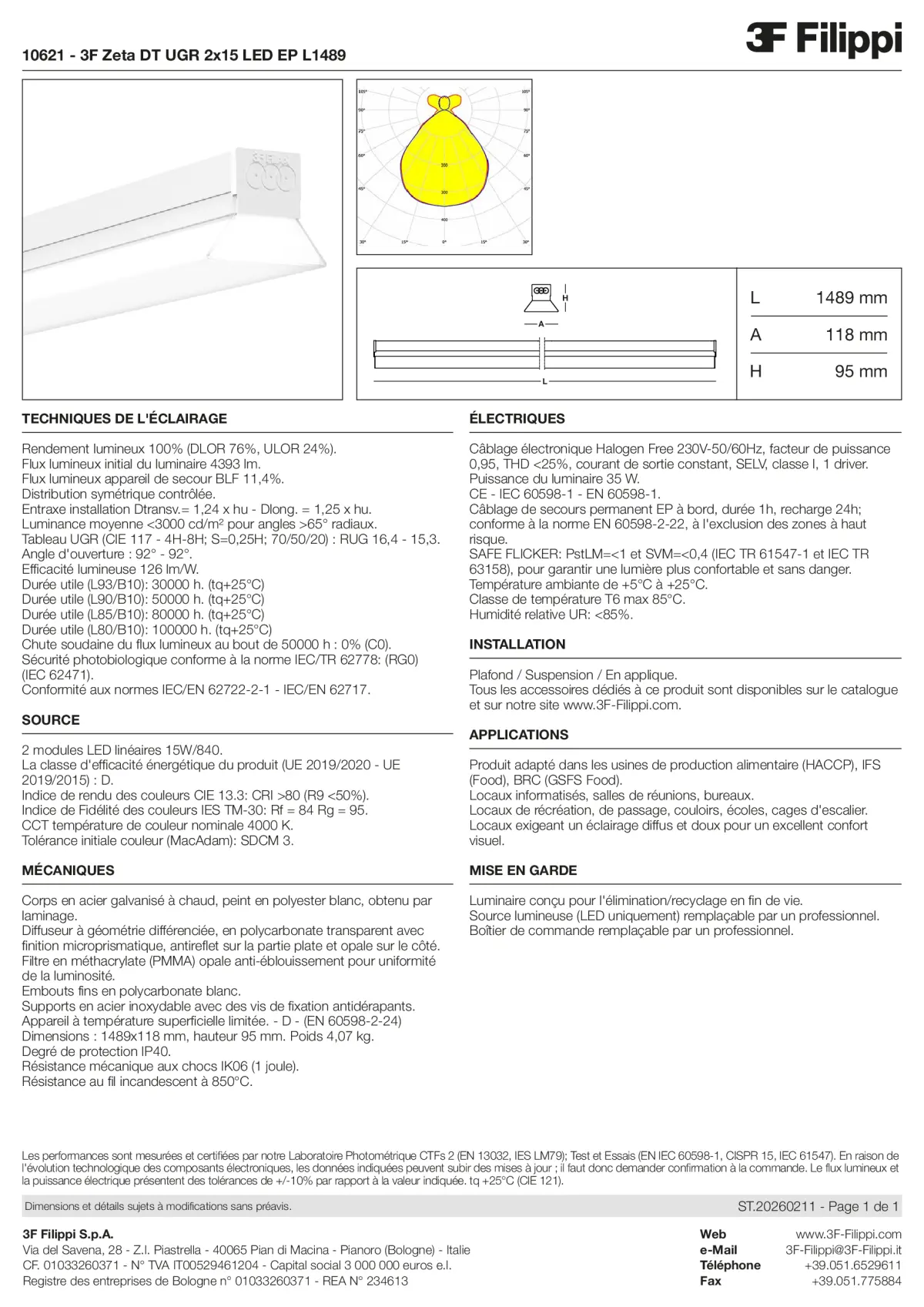 10621 - 3F Zeta DT UGR 2x15 LED EP L1489 - Datasheet - fr