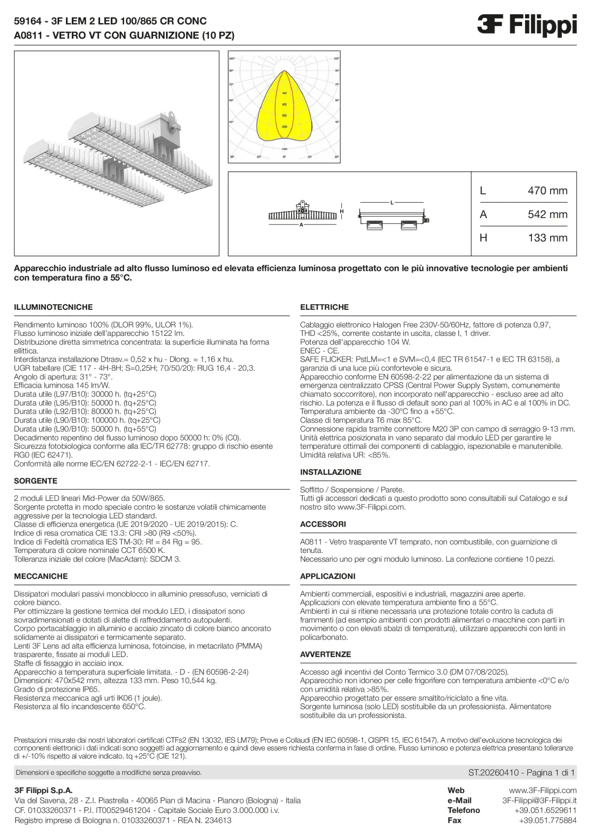 59164+A0811 - 3F LEM 2 LED 100-865 CR CONC + VT - Datasheet - it