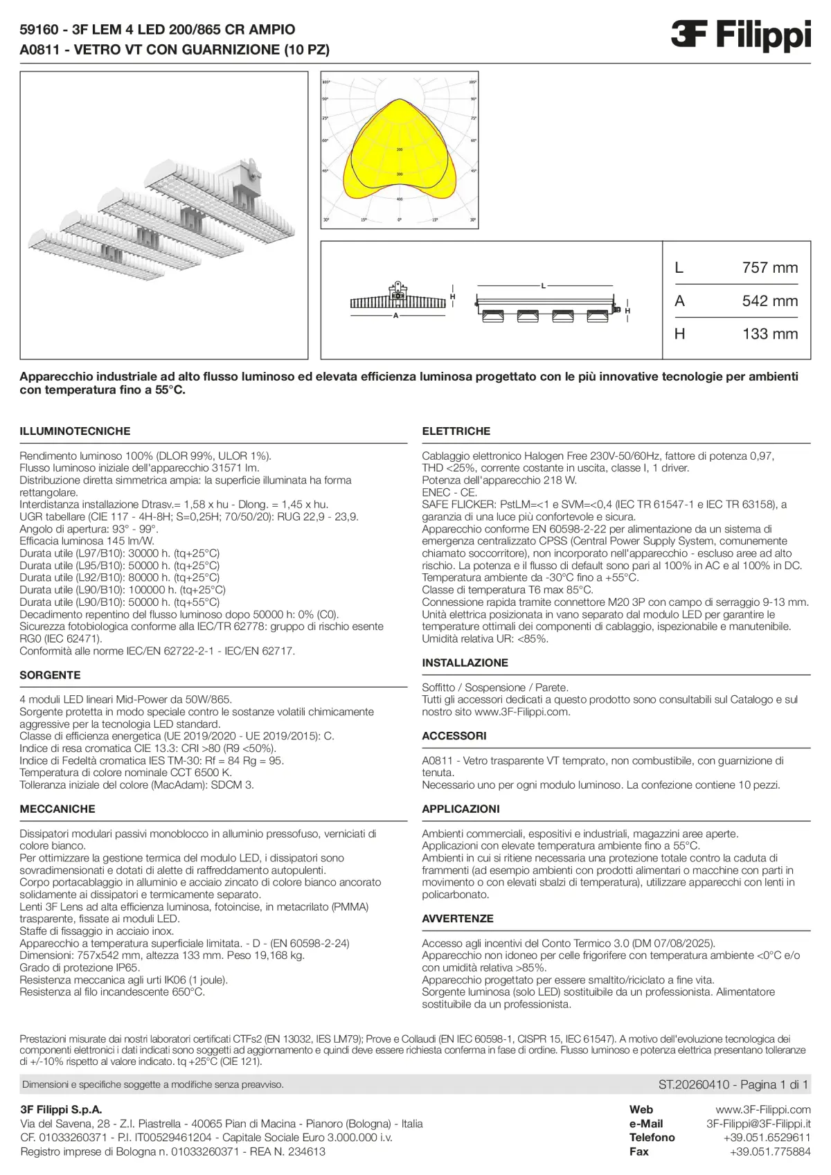 59160+A0811 - 3F LEM 4 LED 200-865 CR AMPIO + VT - Datasheet - it