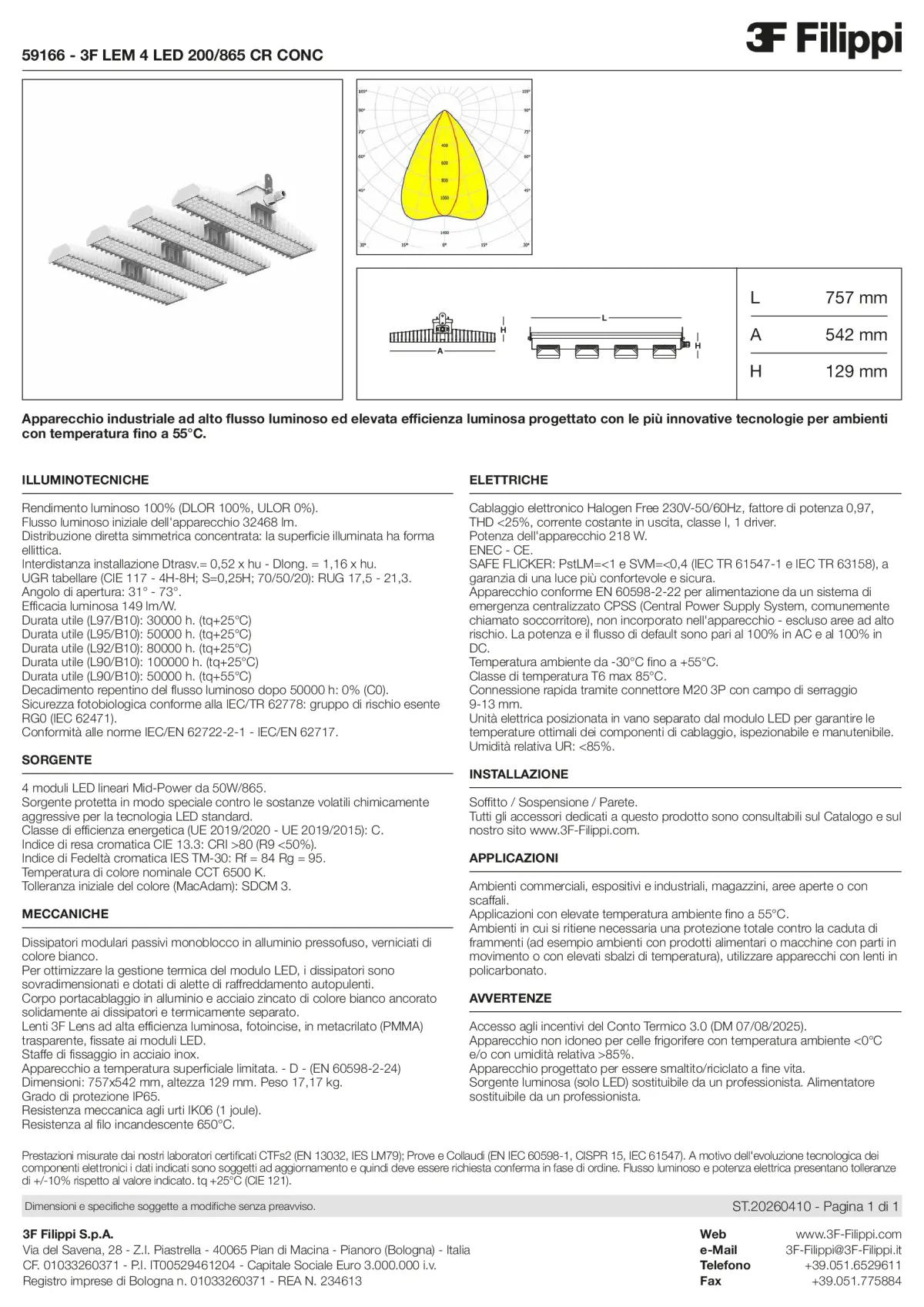 59166 - 3F LEM 4 LED 200-865 CR CONC - Datasheet - it