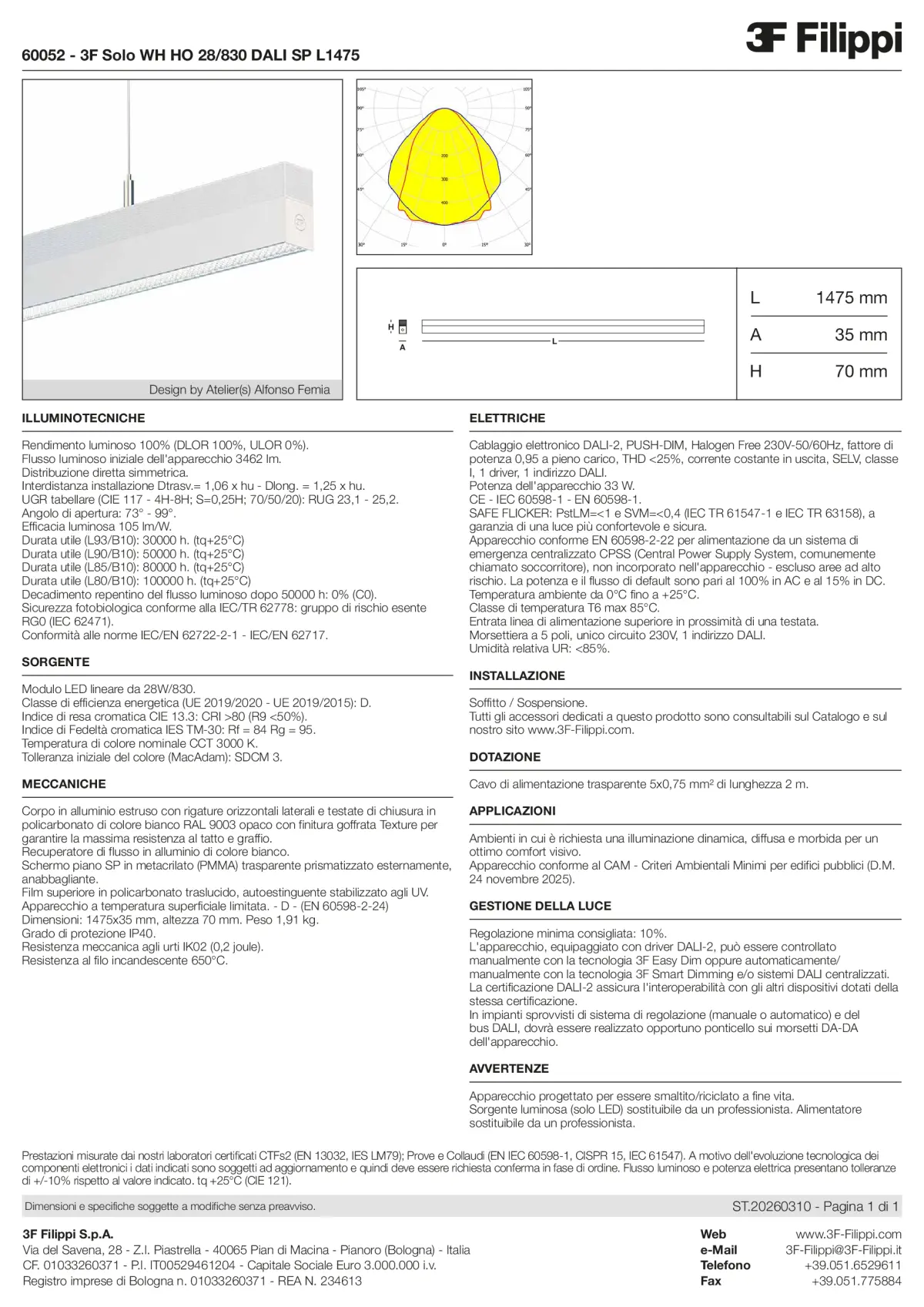 60052 - 3F Solo WH HO 28-830 DALI SP L1475 - Datasheet - it