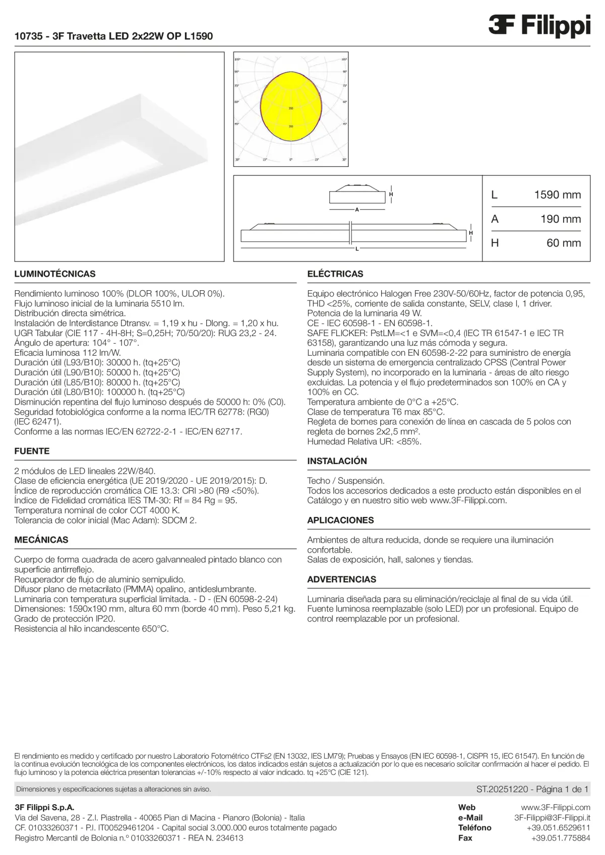 10735 - 3F Travetta LED 2x22W OP L1590 - Datasheet - es
