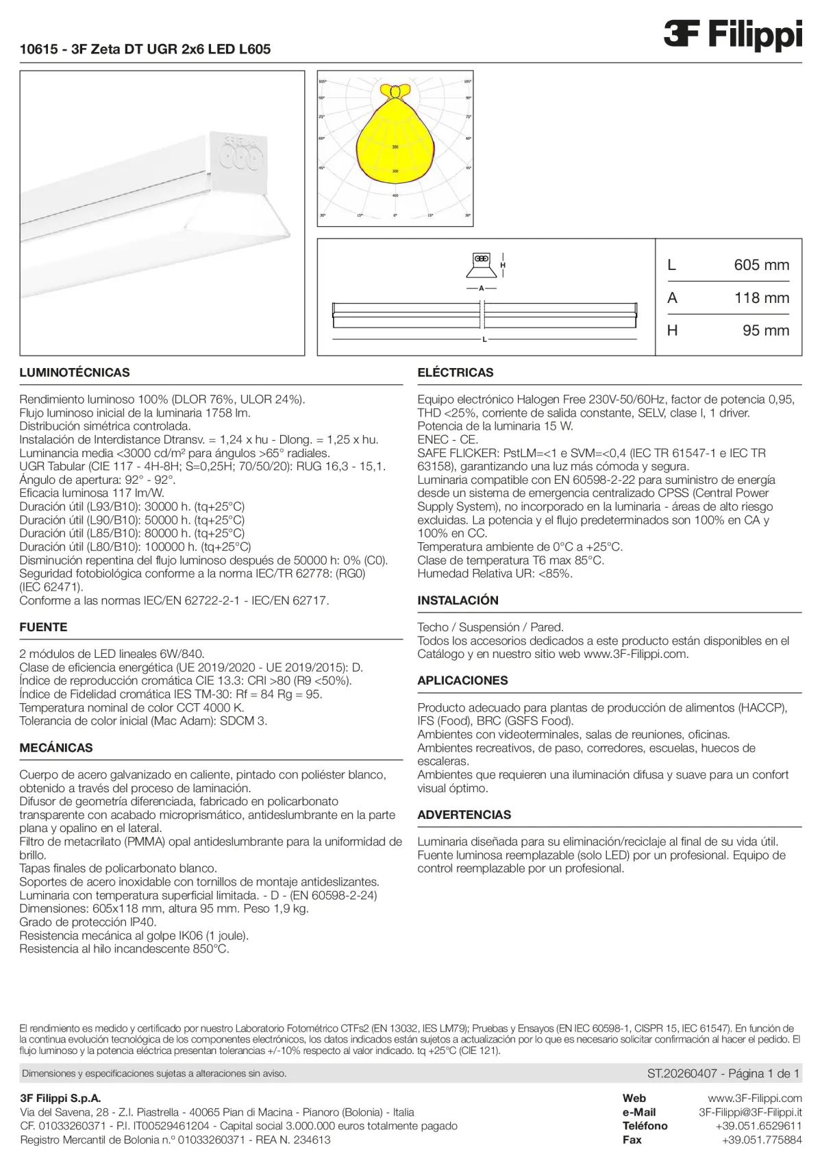 10615 - 3F Zeta DT UGR 2x6 LED L605 - Datasheet - es