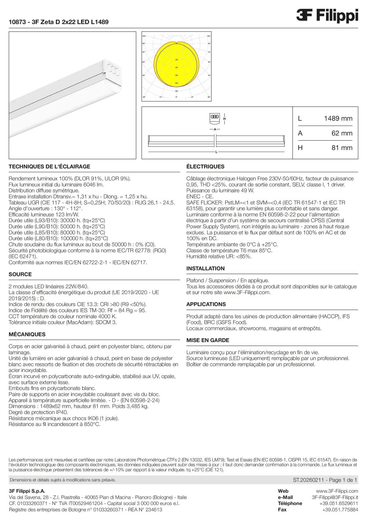 10873 - 3F Zeta D 2x22 LED L1489 - Datasheet - fr