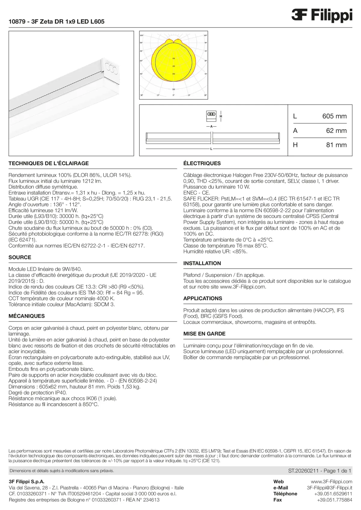10879 - 3F Zeta DR 1x9 LED L605 - Datasheet - fr