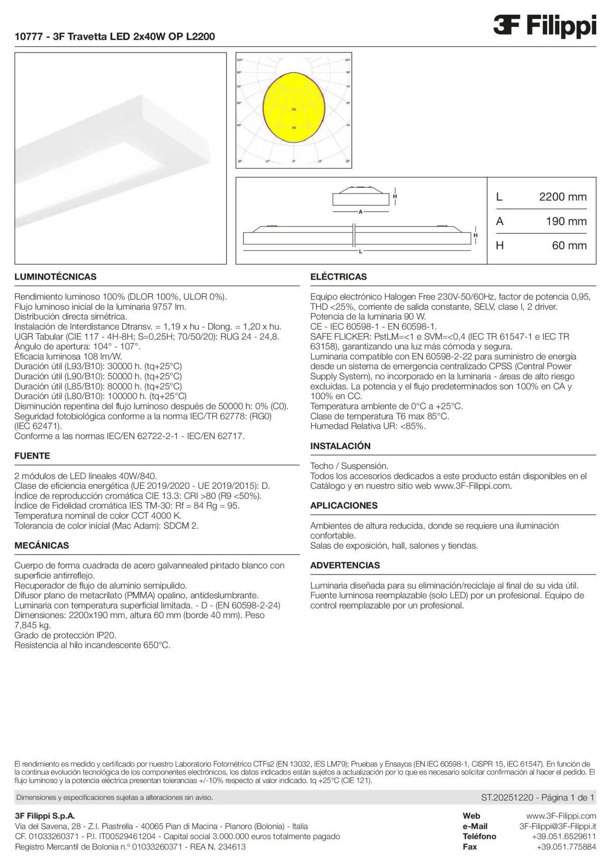 10777 - 3F Travetta LED 2x40W OP L2200 - Datasheet - es