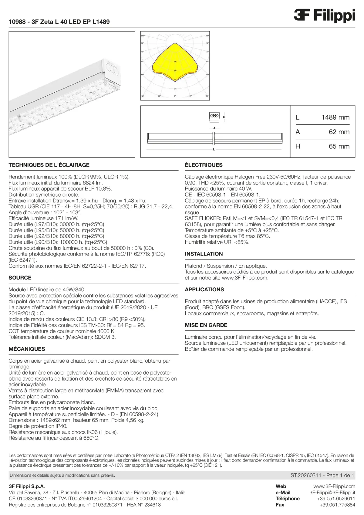 10988 - 3F Zeta L 40 LED EP L1489 - Datasheet - fr