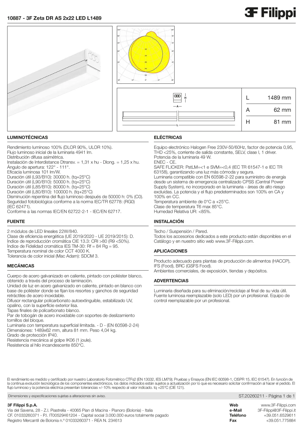 10887 - 3F Zeta DR AS 2x22 LED L1489 - Datasheet - es