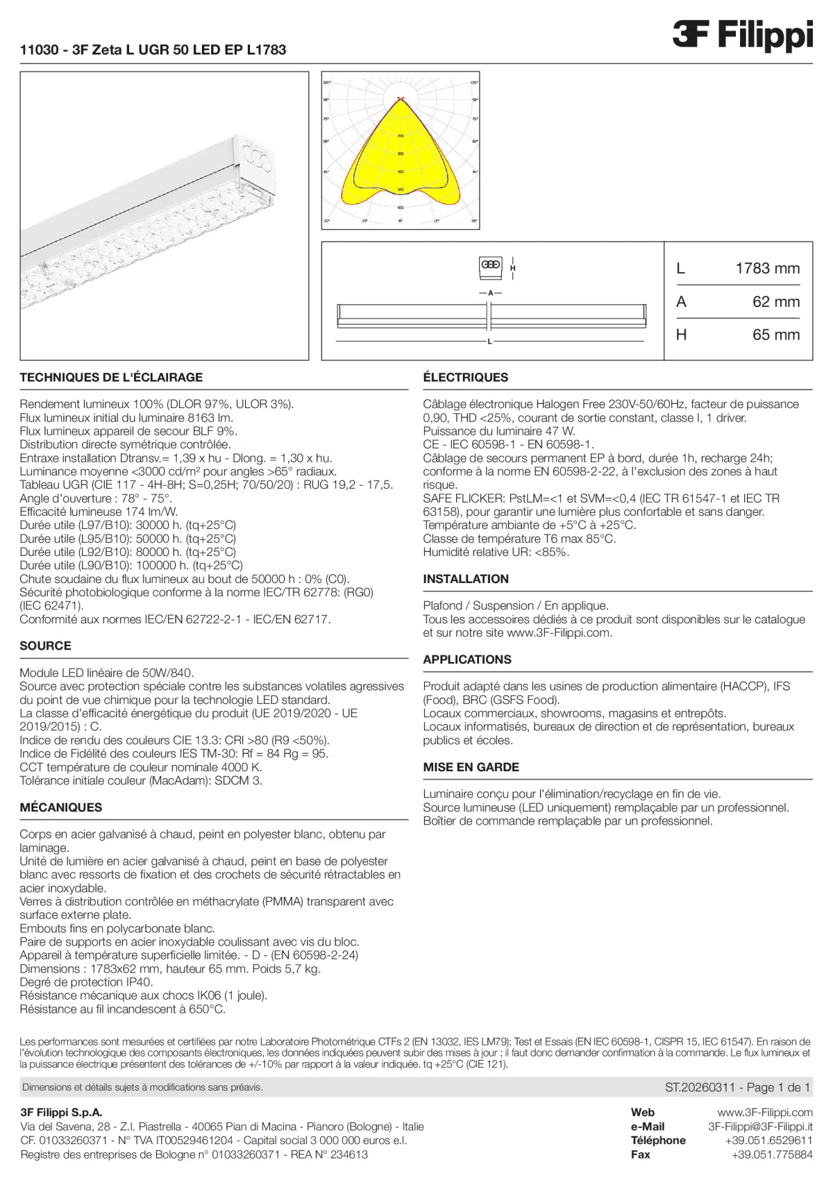 11030 - 3F Zeta L UGR 50 LED EP L1783 - Datasheet - fr