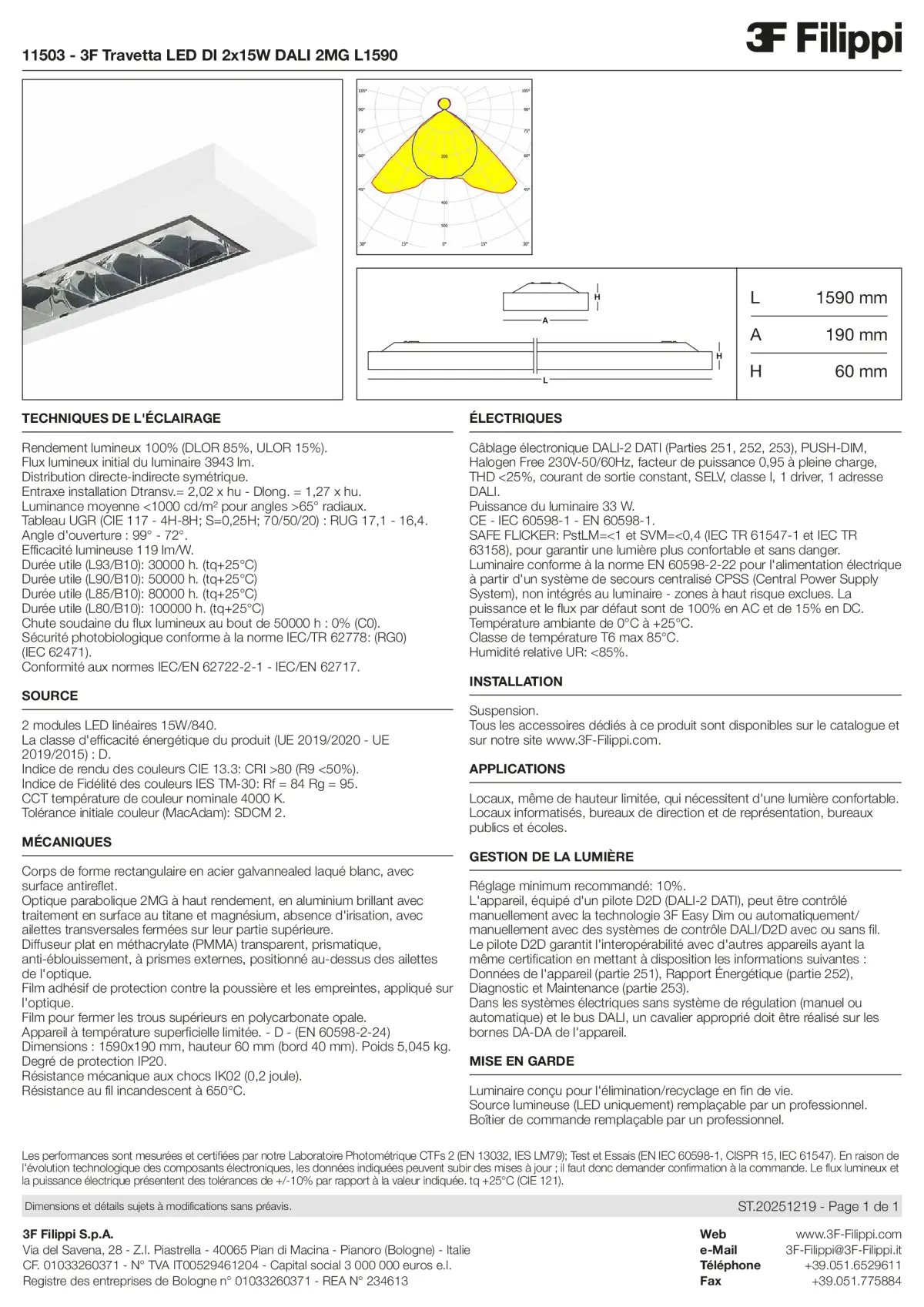 11503 - 3F Travetta LED DI 2x15W DALI 2MG L1590 - Datasheet - fr