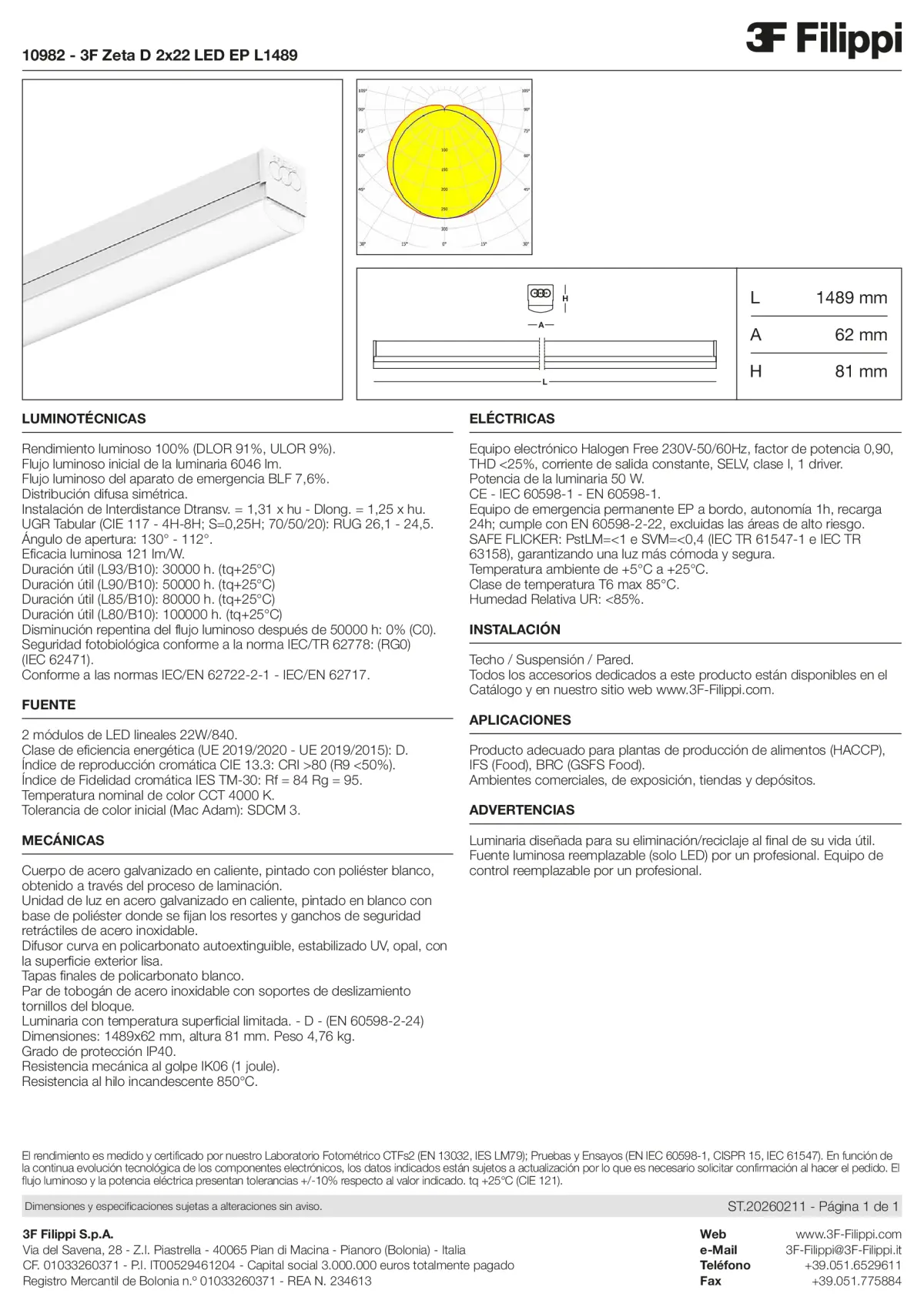 10982 - 3F Zeta D 2x22 LED EP L1489 - Datasheet - es