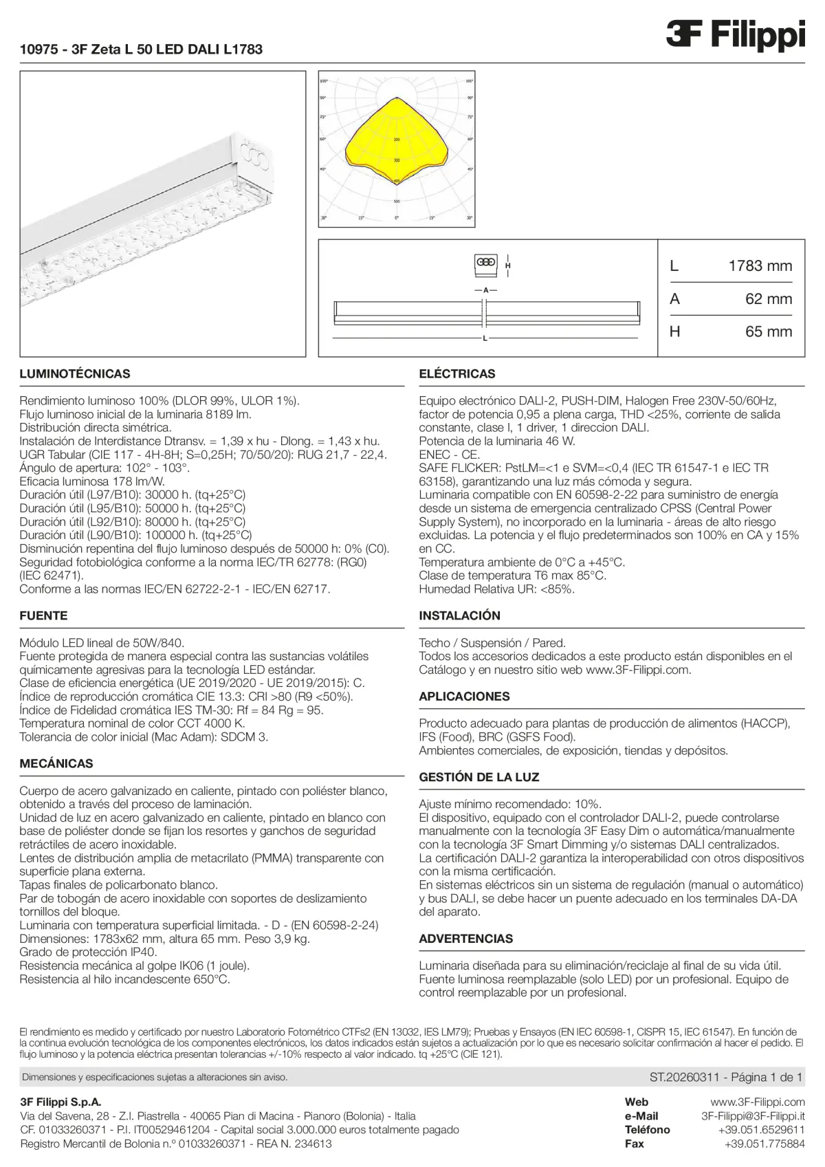 10975 - 3F Zeta L 50 LED DALI L1783 - Datasheet - es