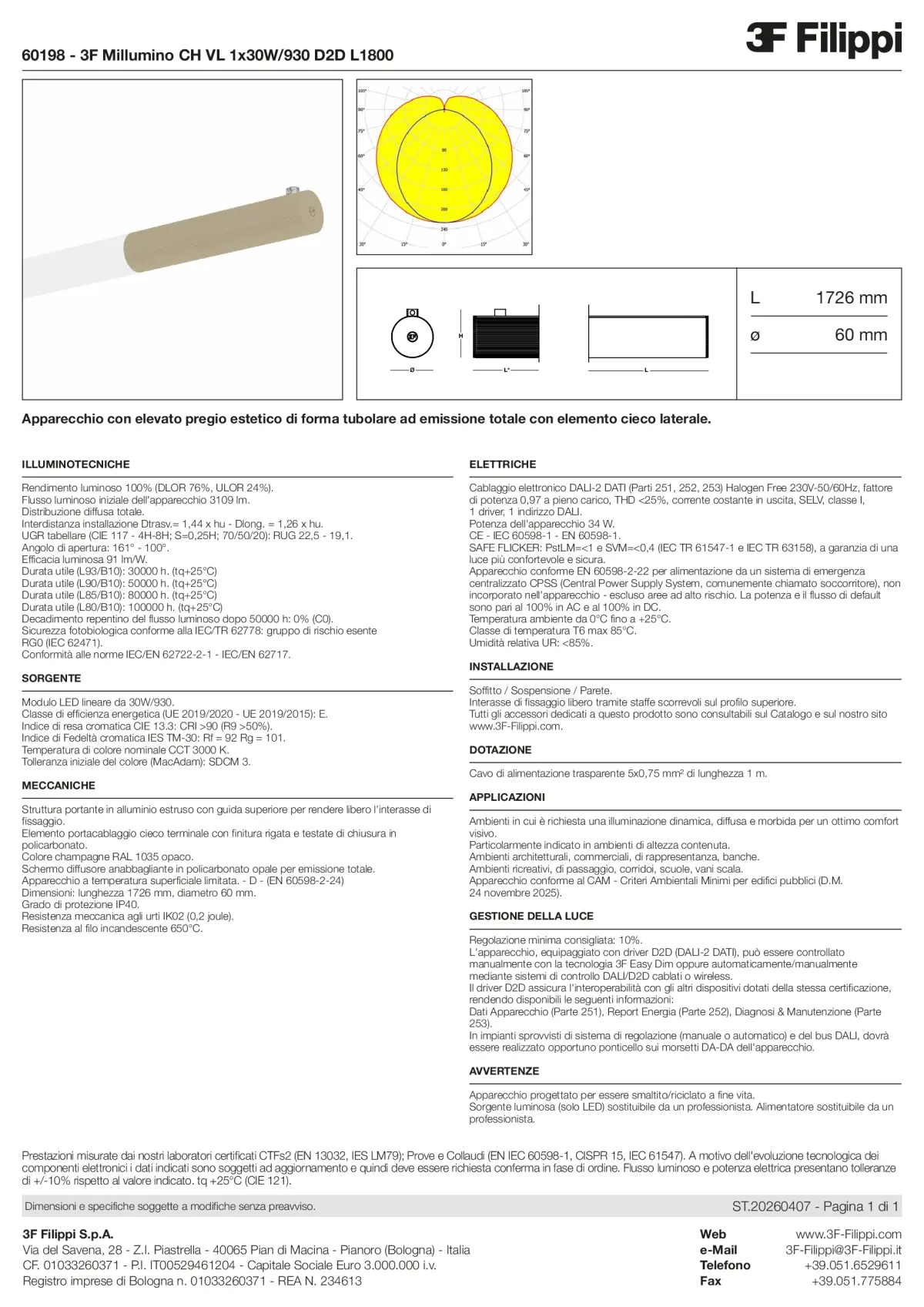 60198 - 3F Millumino CH VL 1x30W-930 D2D L1800 - Datasheet - it