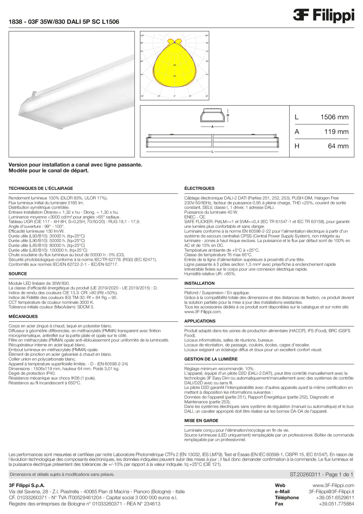 1838 - 03F 35W-830 DALI 5P SC L1506 - Datasheet - fr