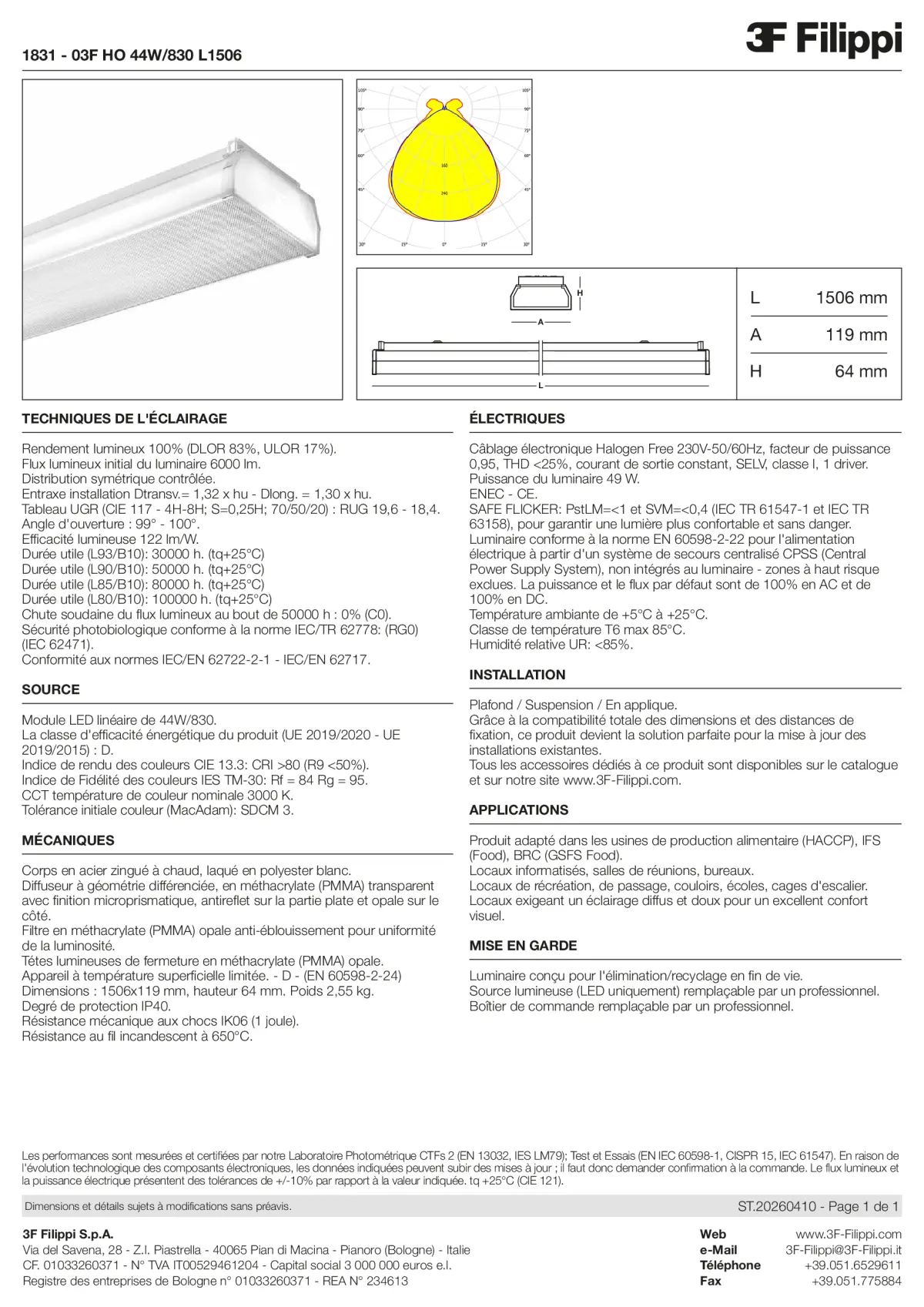 1831 - 03F HO 44W-830 L1506 - Datasheet - fr