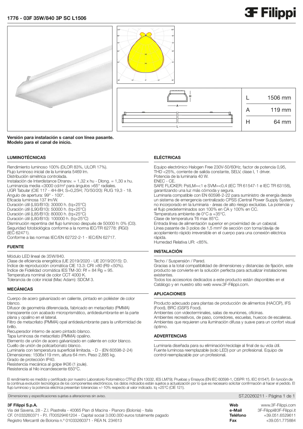 1776 - 03F 35W-840 3P SC L1506 - Datasheet - es