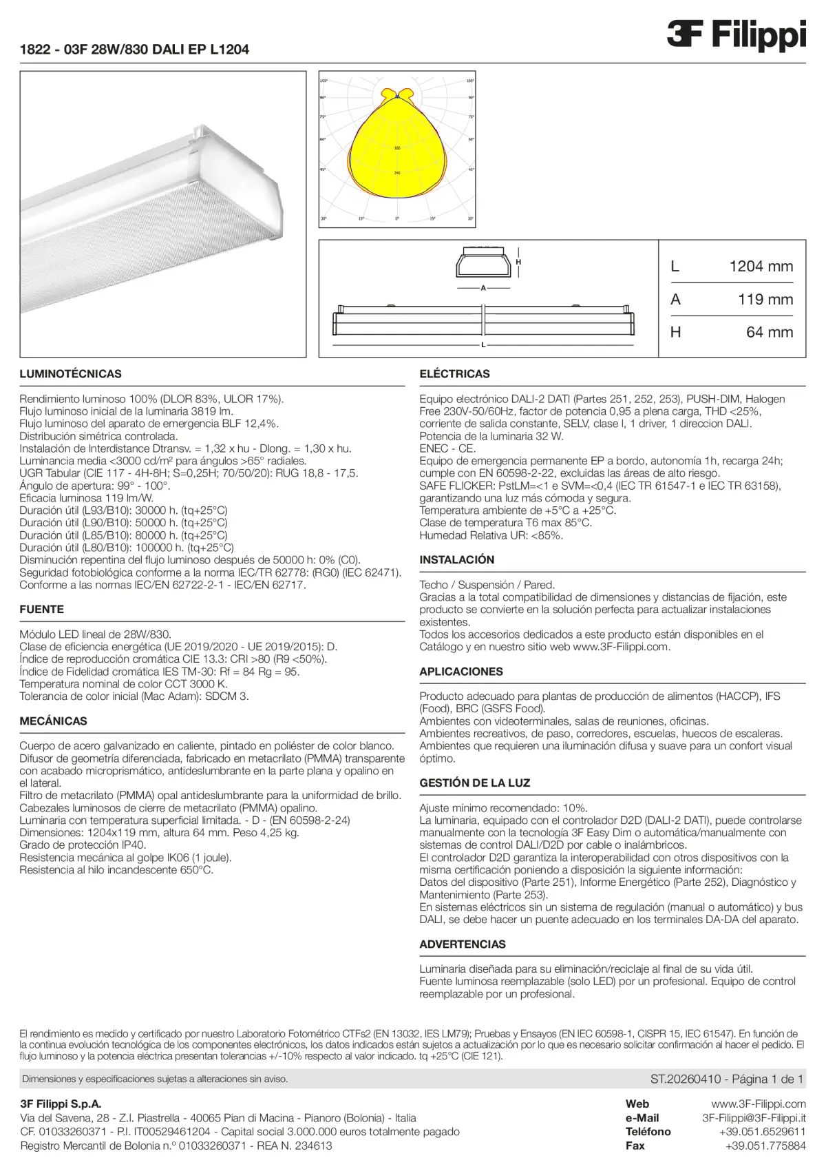 1822 - 03F 28W-830 DALI EP L1204 - Datasheet - es