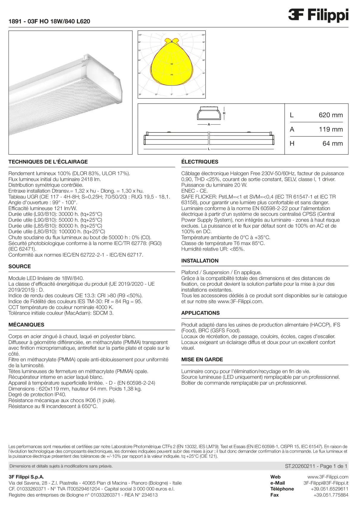 1891 - 03F HO 18W-840 L620 - Datasheet - fr