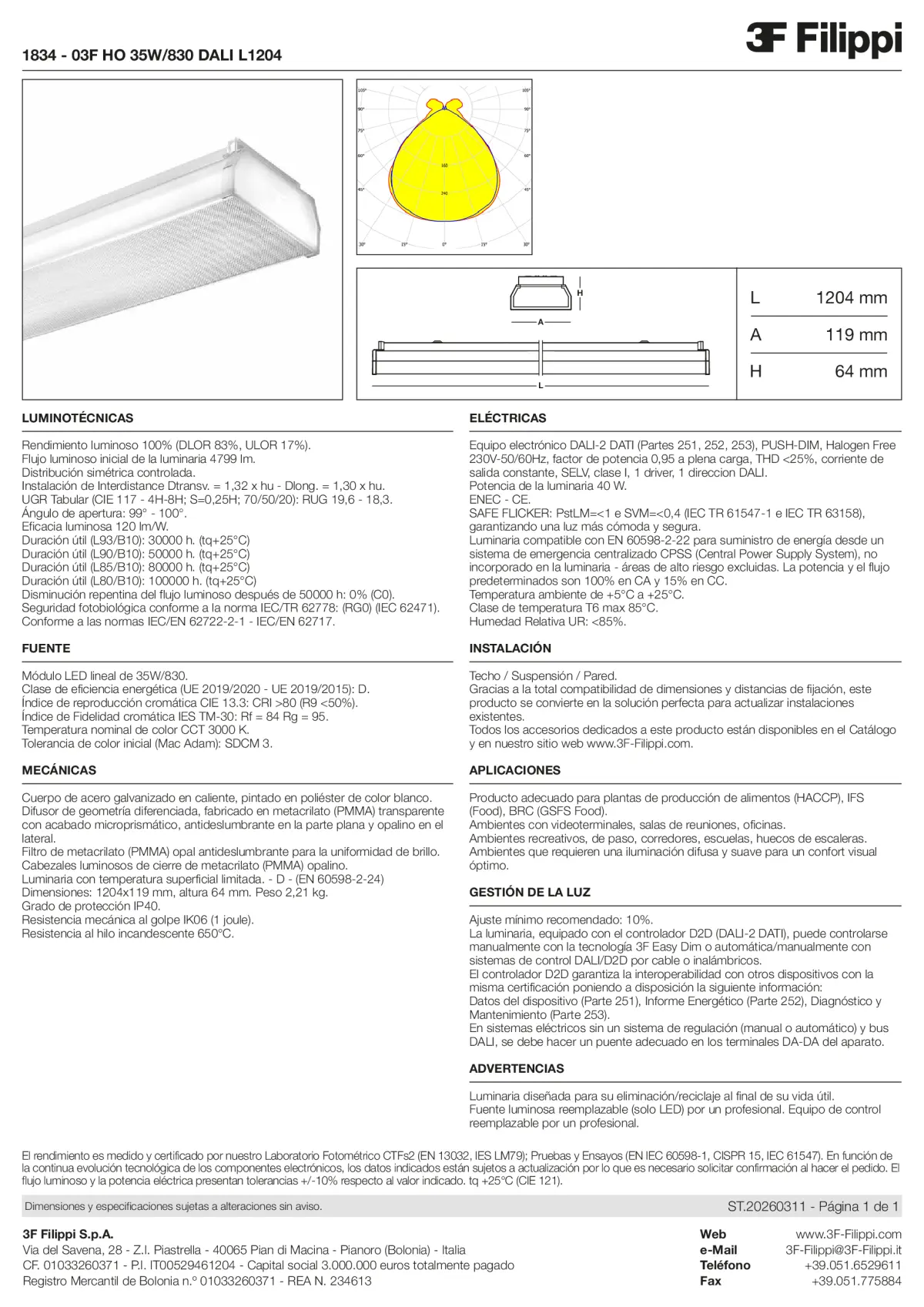 1834 - 03F HO 35W-830 DALI L1204 - Datasheet - es