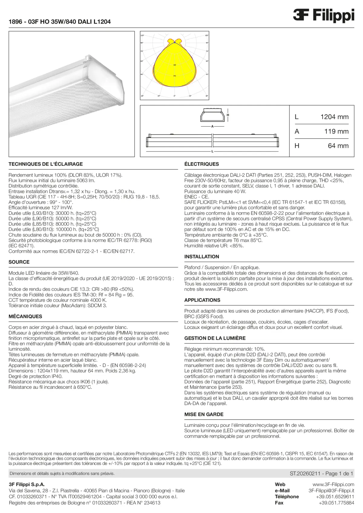 1896 - 03F HO 35W-840 DALI L1204 - Datasheet - fr