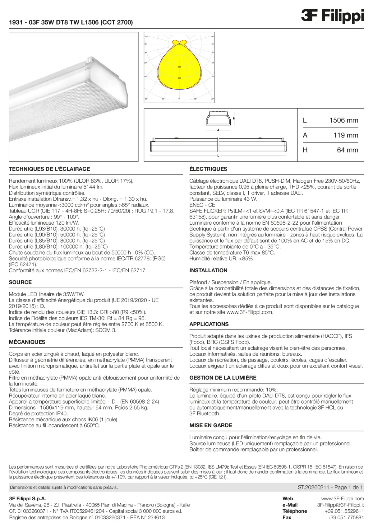 1931 - 03F 35W DT8 TW L1506 (CCT 2700) - Datasheet - fr