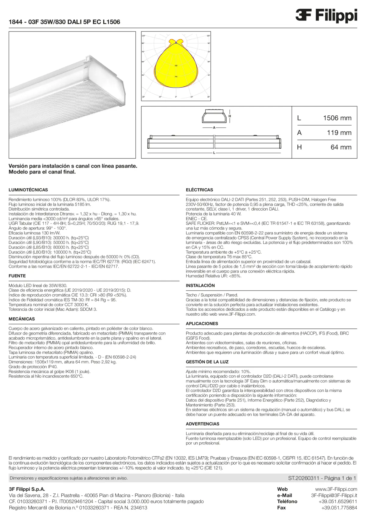 1844 - 03F 35W-830 DALI 5P EC L1506 - Datasheet - es