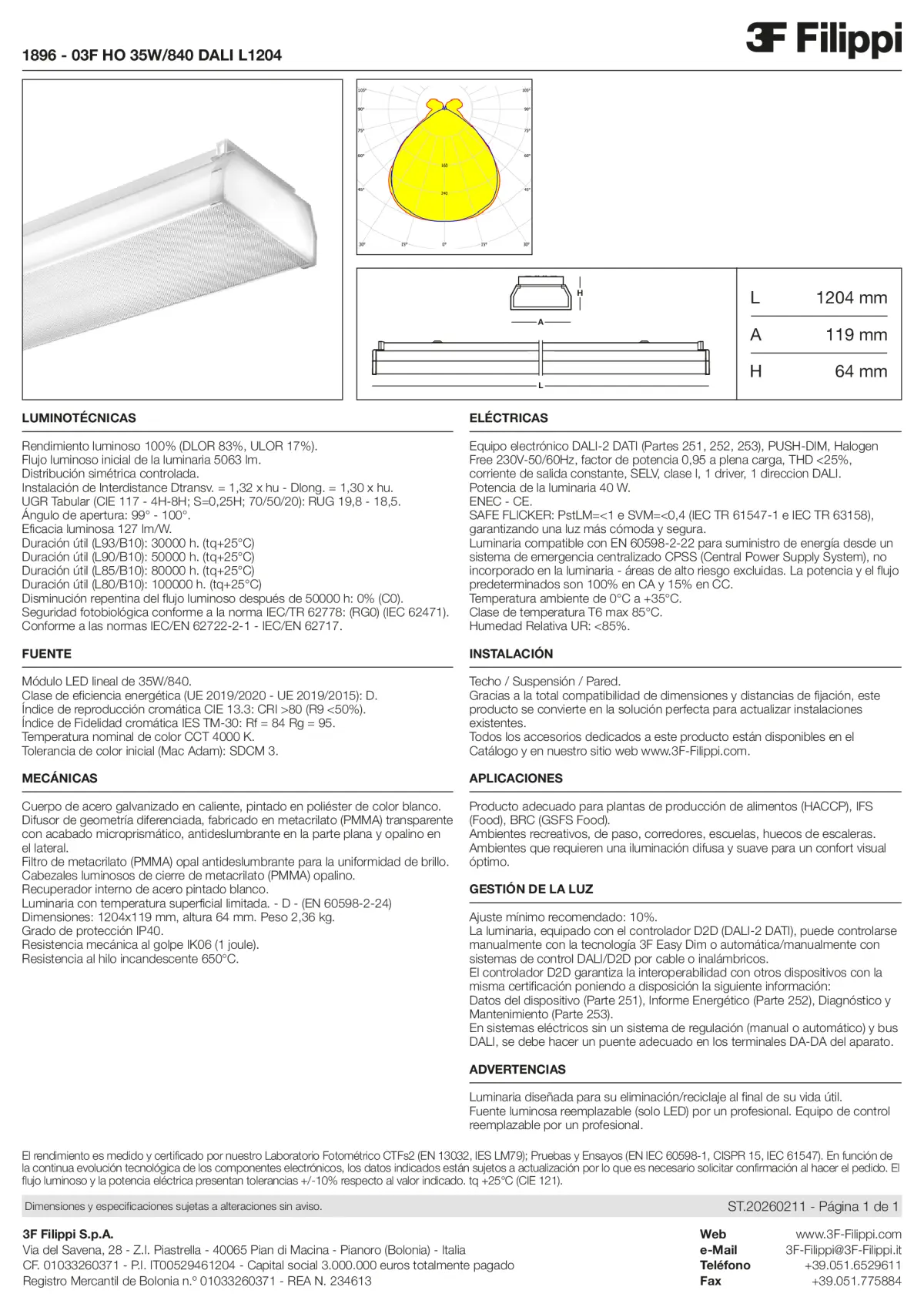1896 - 03F HO 35W-840 DALI L1204 - Datasheet - es