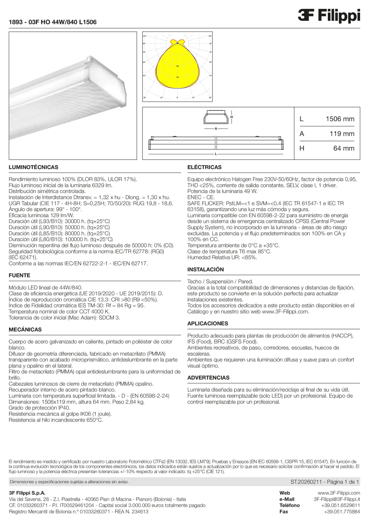 1893 - 03F HO 44W-840 L1506 - Datasheet - es