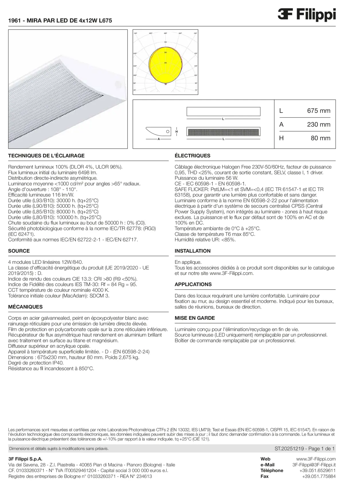 1961 - MIRA PAR LED DE 4x12W L675 - Datasheet - fr