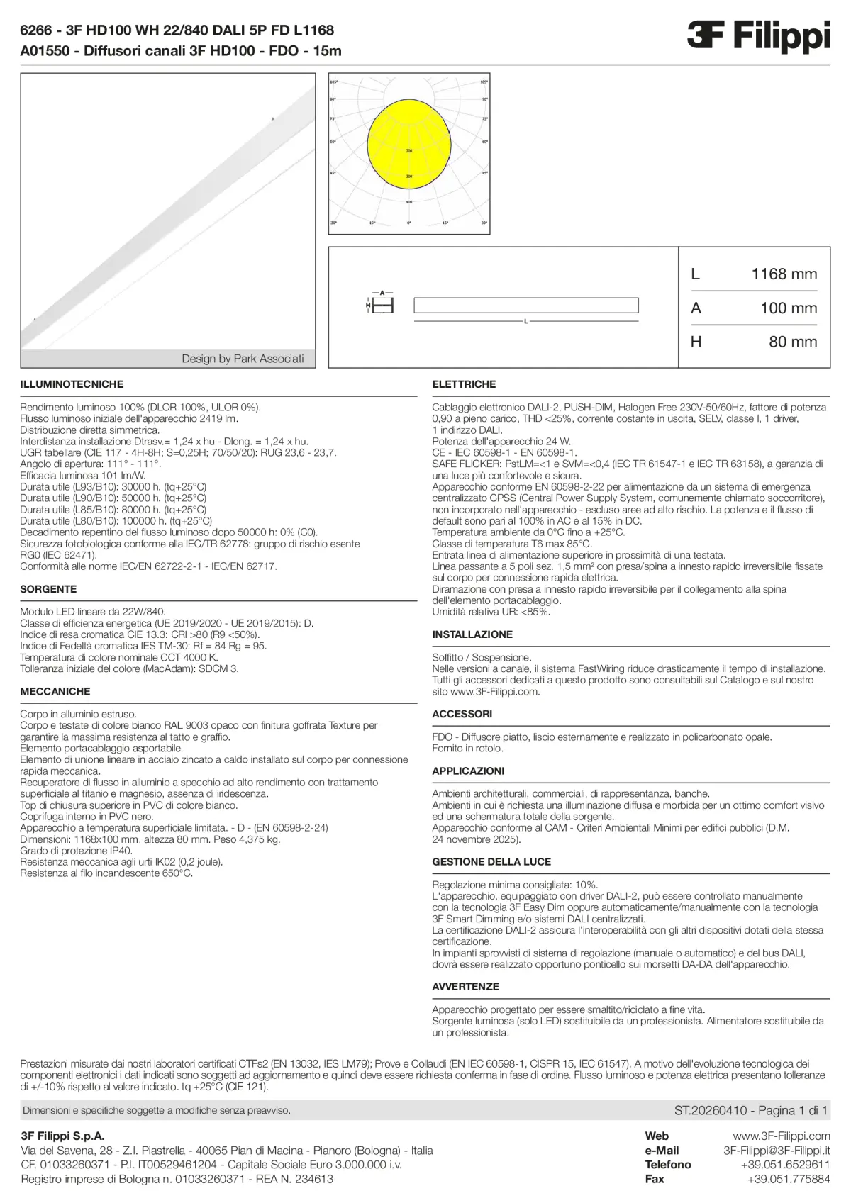 6266+A01550 - 3F HD100 WH 22-840 DALI 5P FD L1168 + FDO - Datasheet - it