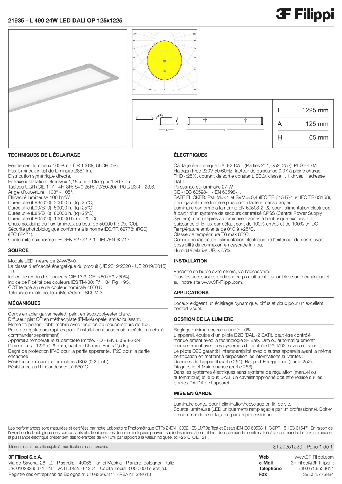 21935 - L 490 24W LED DALI OP 125x1225 - Datasheet - fr