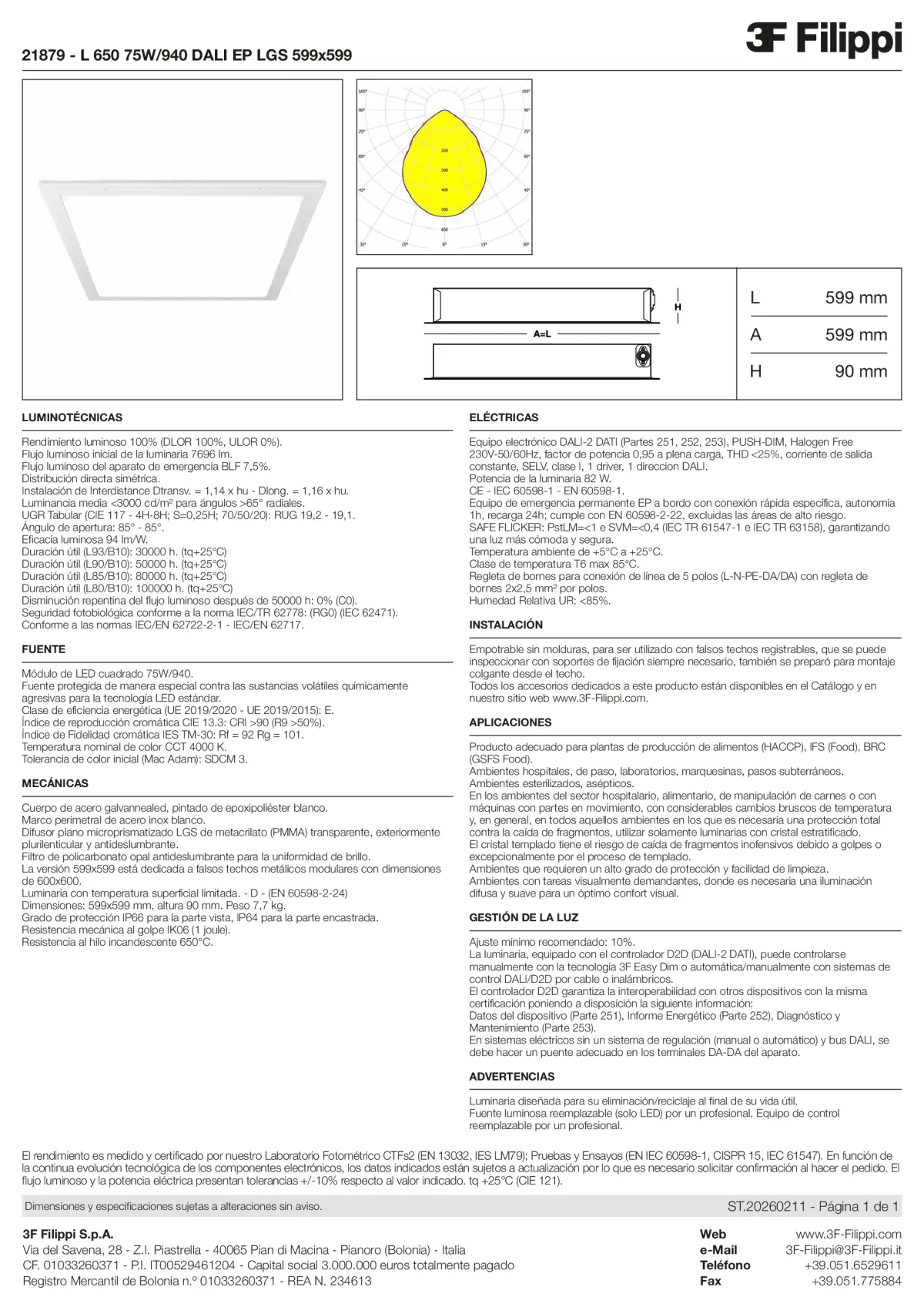 21879 - L 650 75W-940 DALI EP LGS 599x599 - Datasheet - es