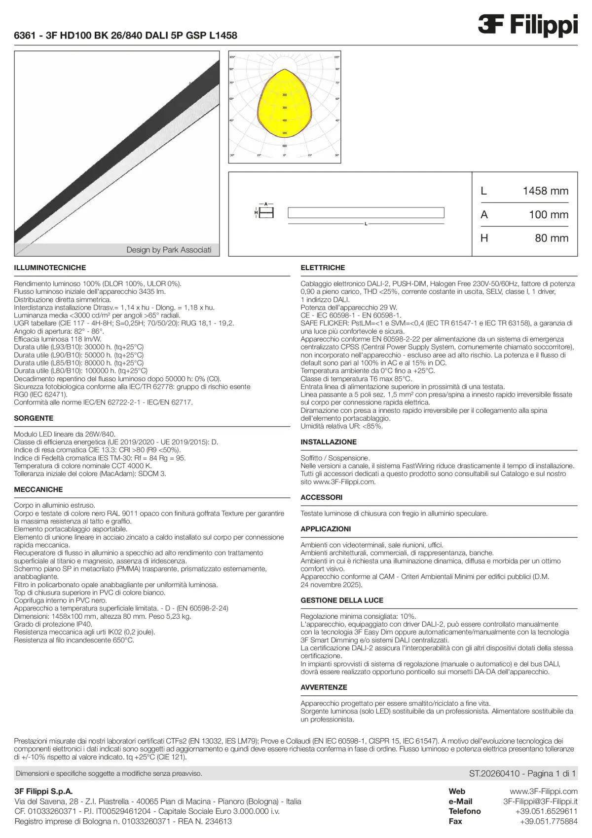 6361 - 3F HD100 BK 26-840 DALI 5P GSP L1458 - Datasheet - it