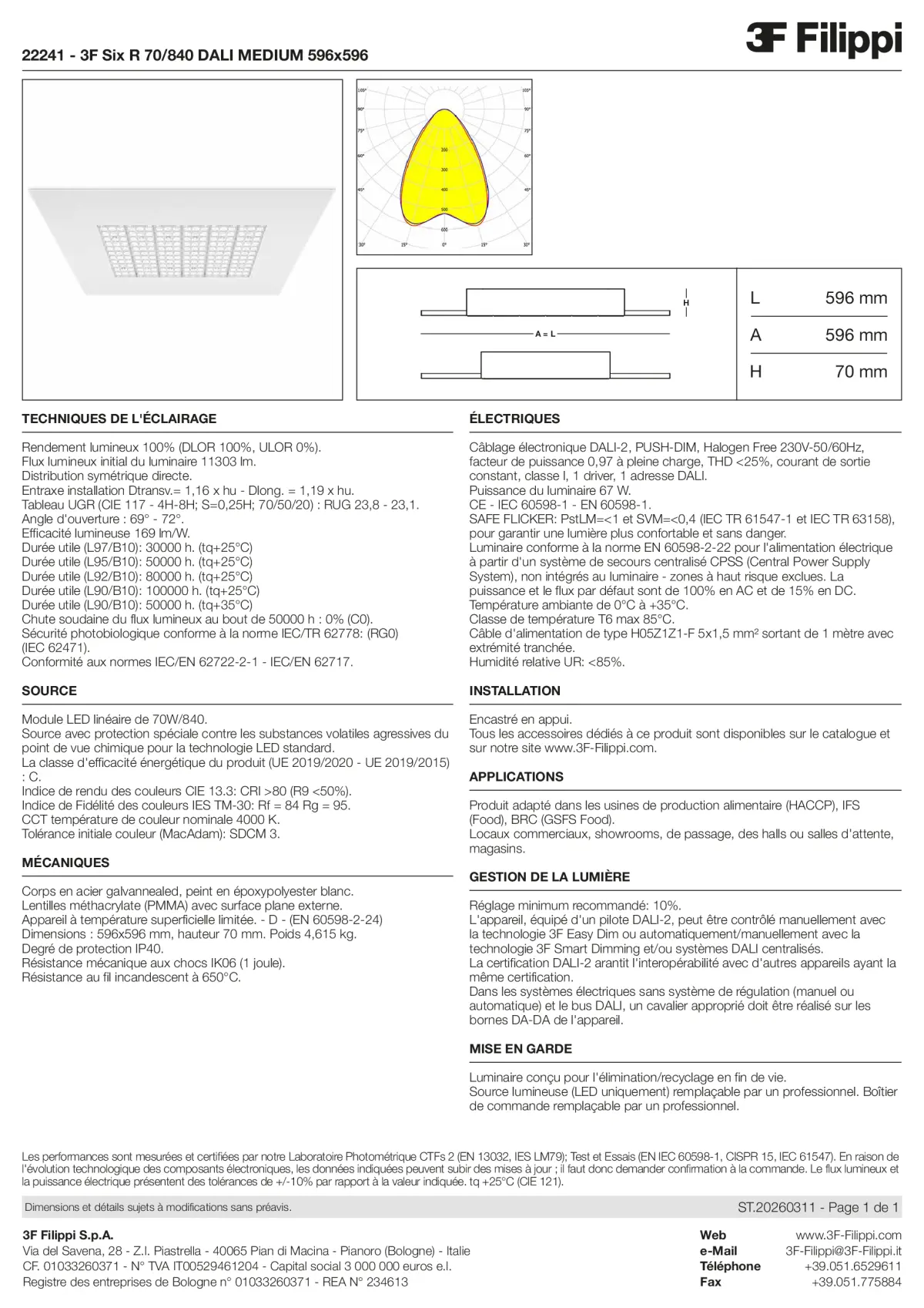 22241 - 3F Six R 70-840 DALI MEDIUM 596x596 - Datasheet - fr