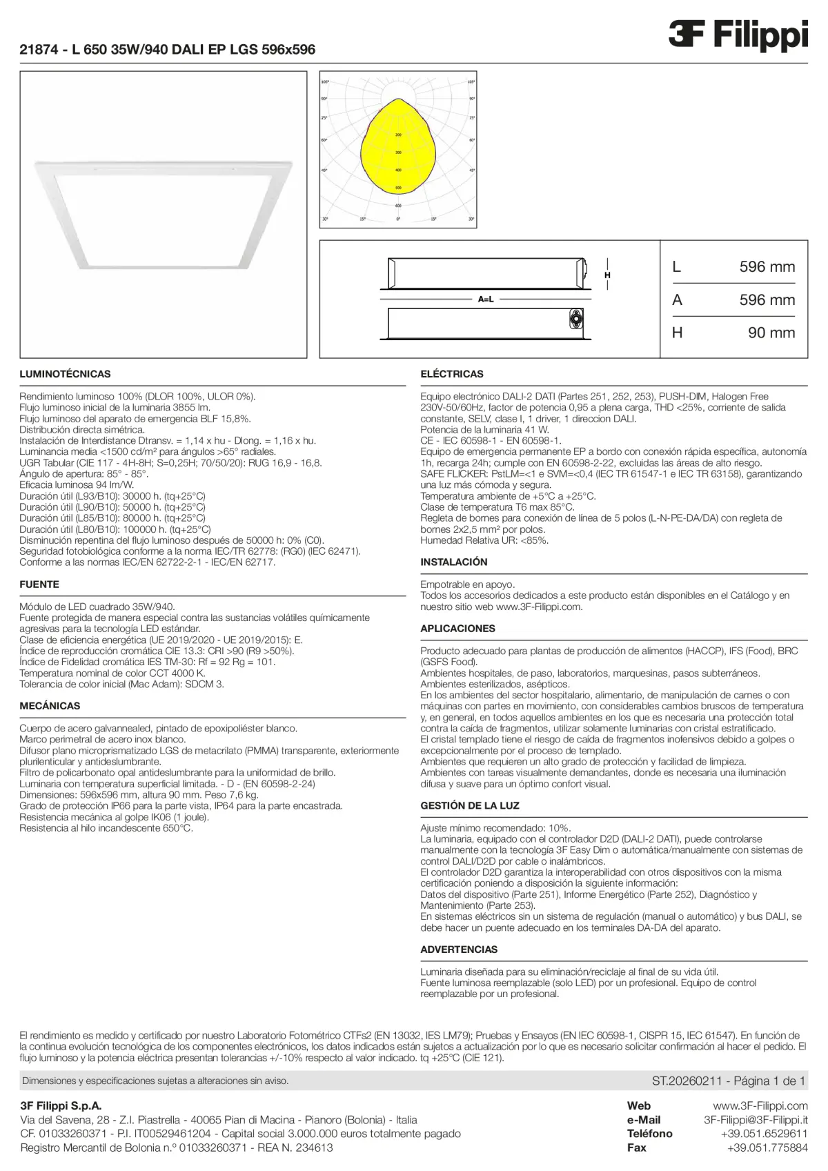 21874 - L 650 35W-940 DALI EP LGS 596x596 - Datasheet - es