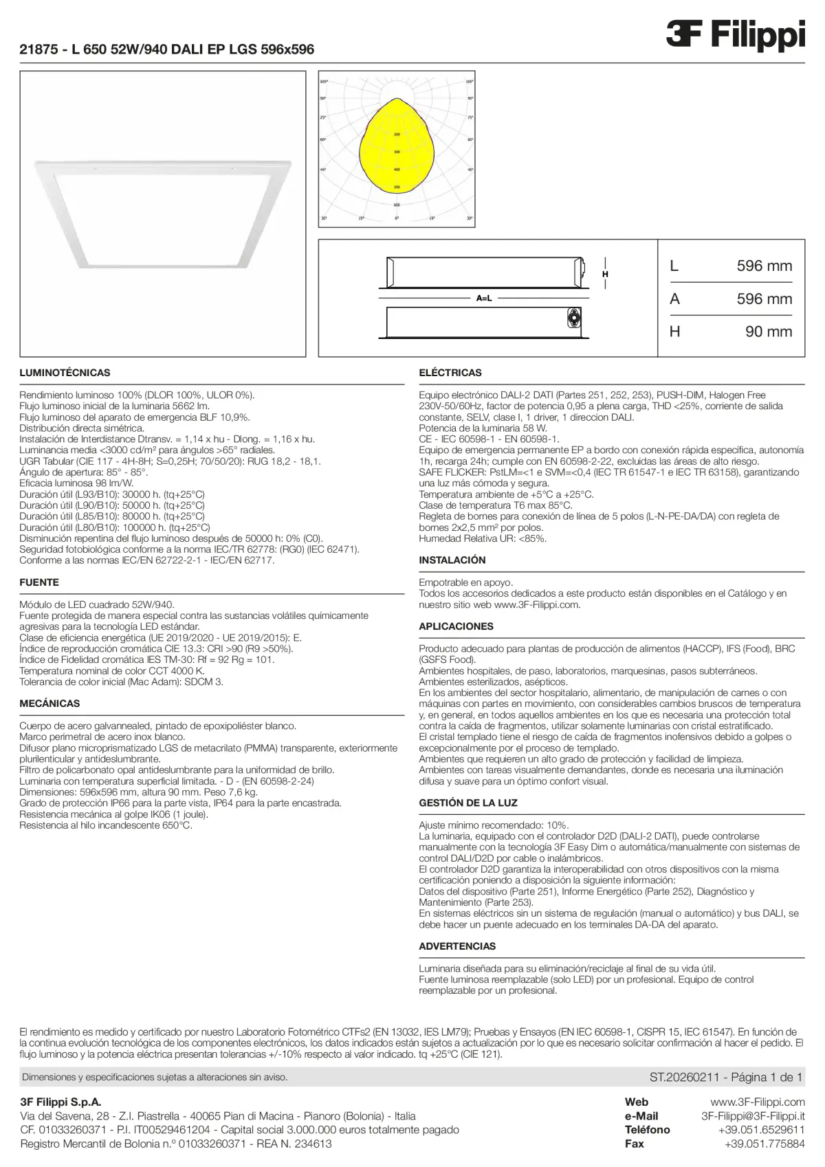 21875 - L 650 52W-940 DALI EP LGS 596x596 - Datasheet - es