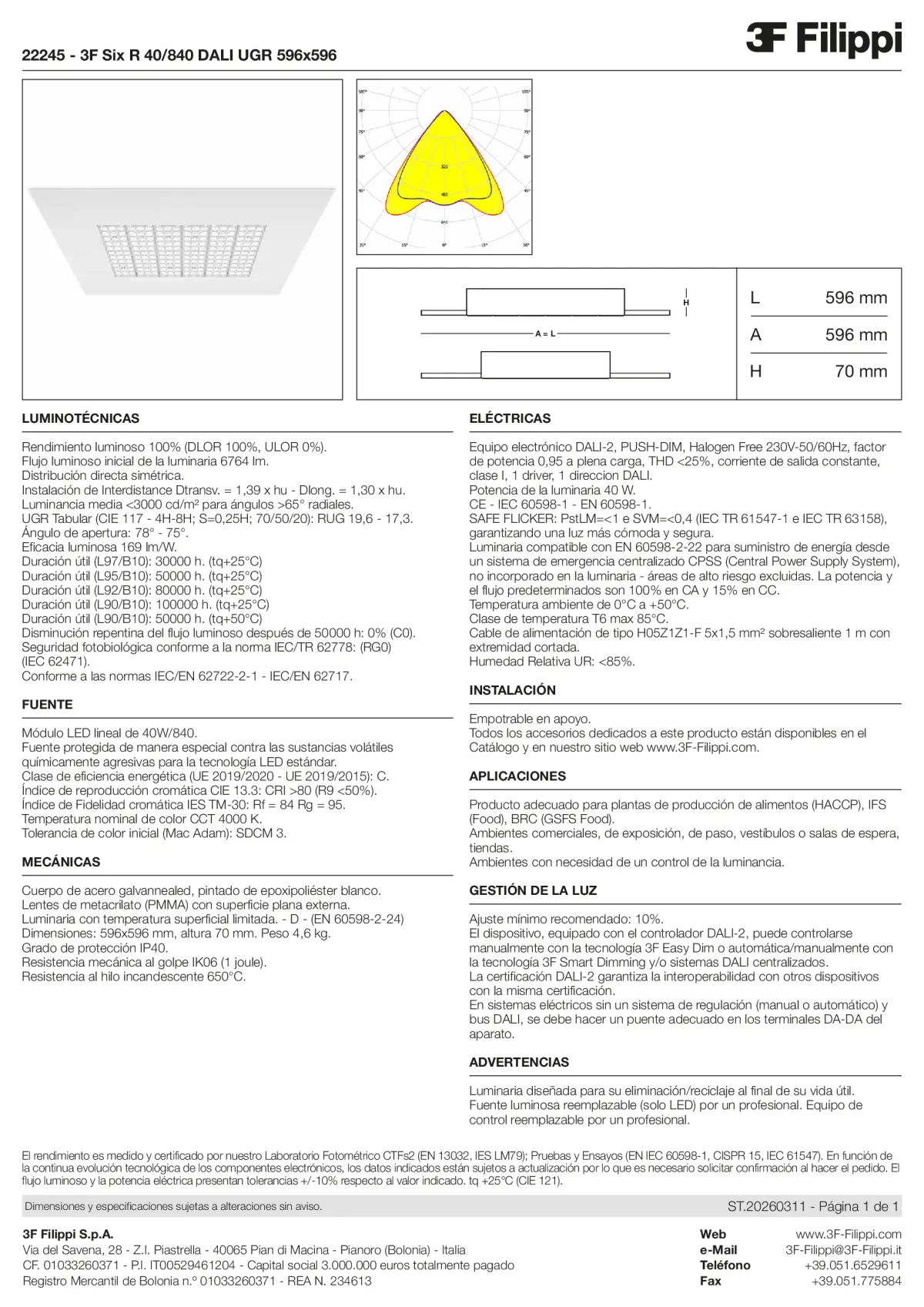 22245 - 3F Six R 40-840 DALI UGR 596x596 - Datasheet - es