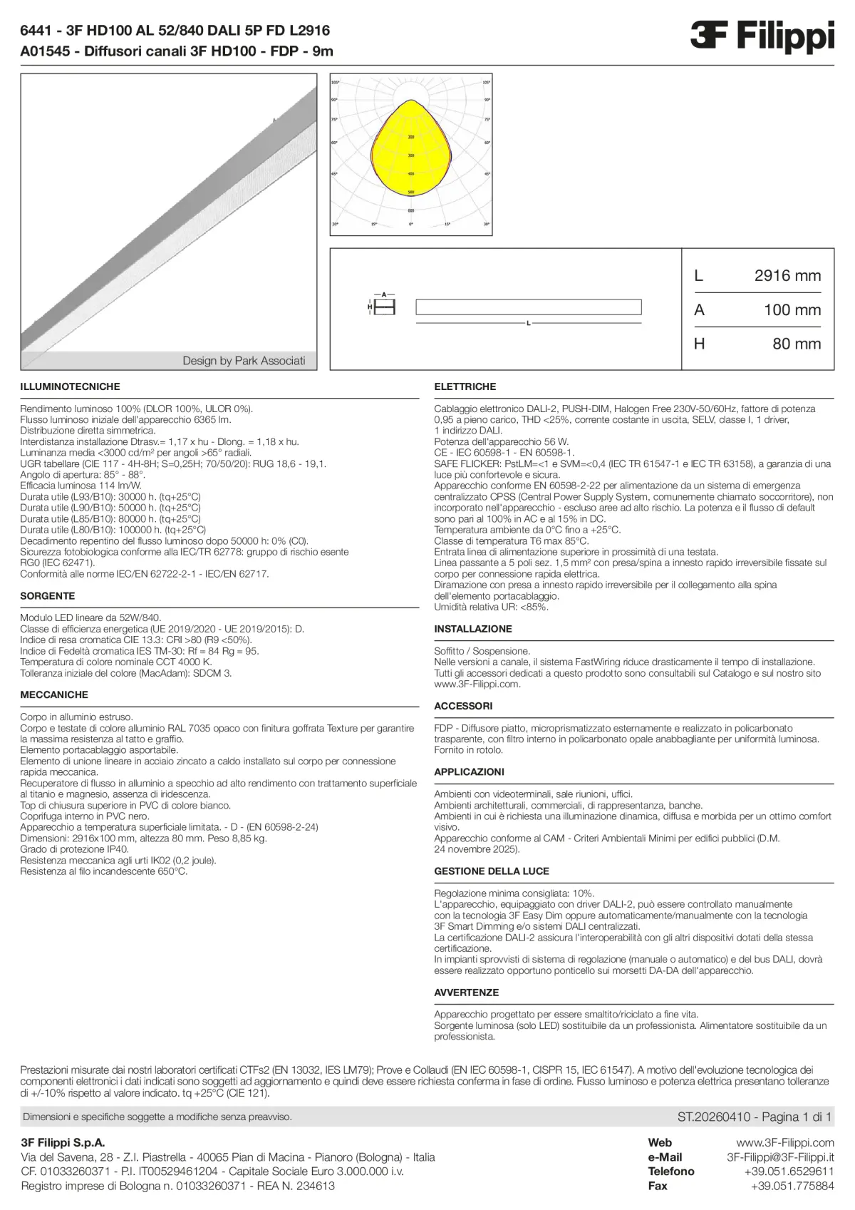 6441+A01545 - 3F HD100 AL 52-840 DALI 5P FD L2916 + FDP - Datasheet - it