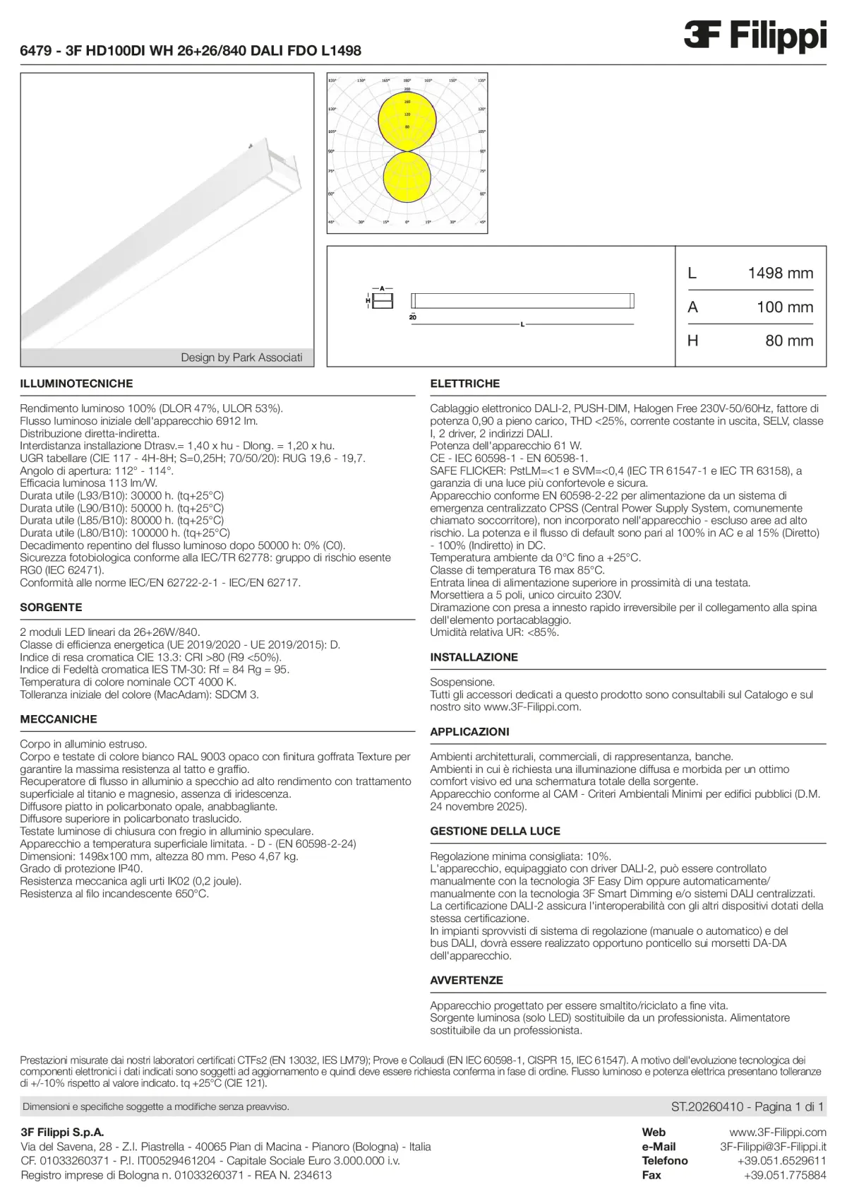 6479 - 3F HD100DI WH 26+26-840 DALI FDO L1498 - Datasheet - it
