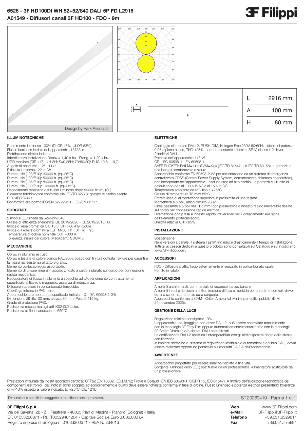 6526+A01549 - 3F HD100DI WH 52+52-840 DALI 5P FD L2916 + FDO - Datasheet - it