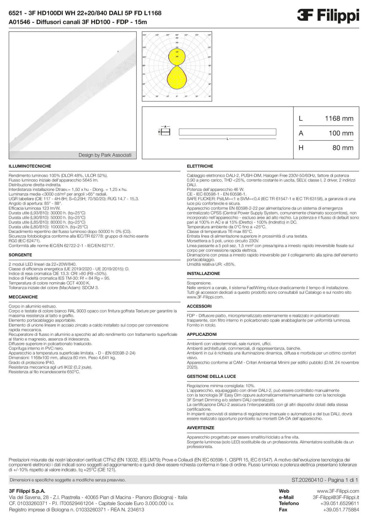 6521+A01546 - 3F HD100DI WH 22+20-840 DALI 5P FD L1168 + FDP - Datasheet - it