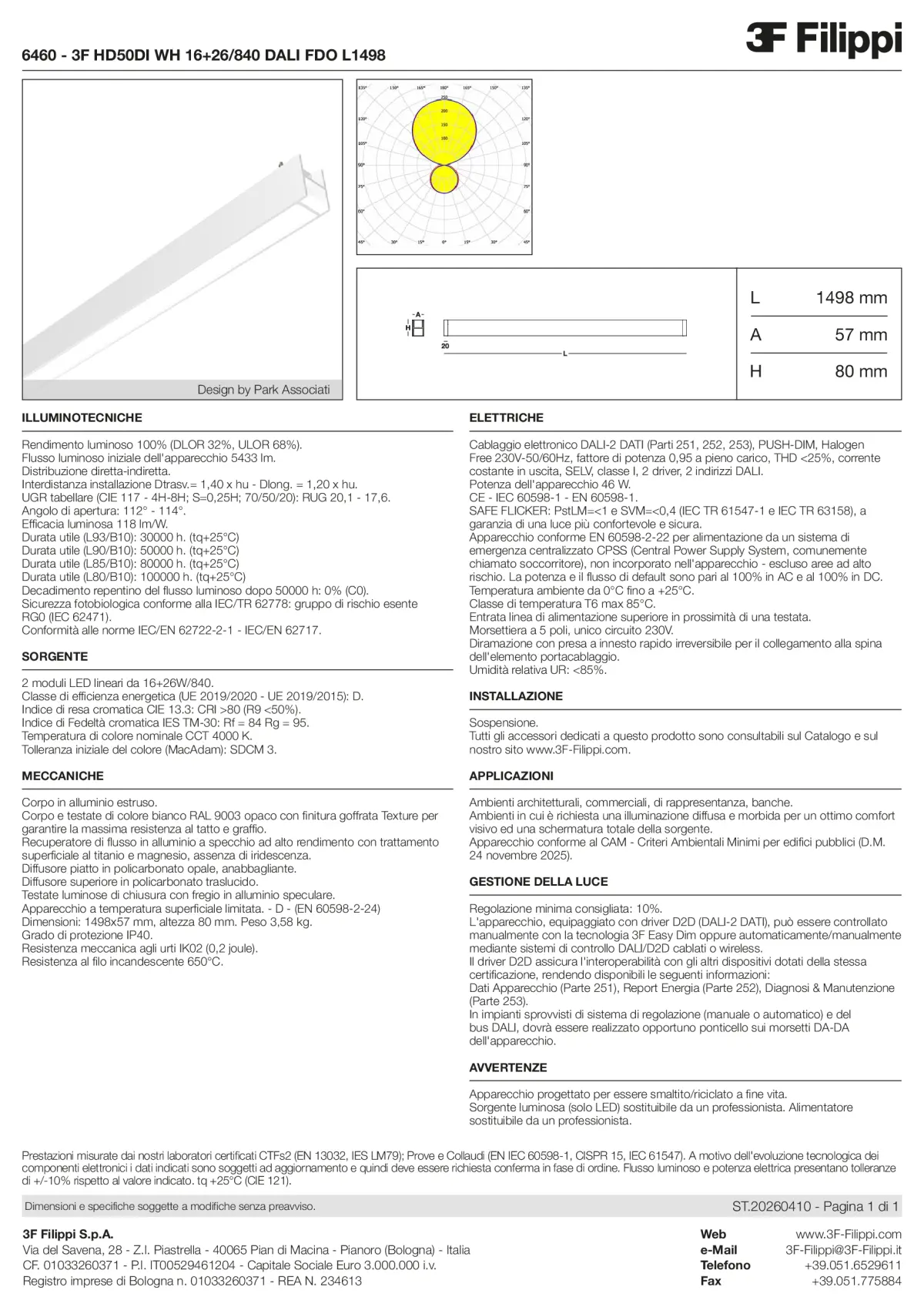 6460 - 3F HD50DI WH 16+26-840 DALI FDO L1498 - Datasheet - it