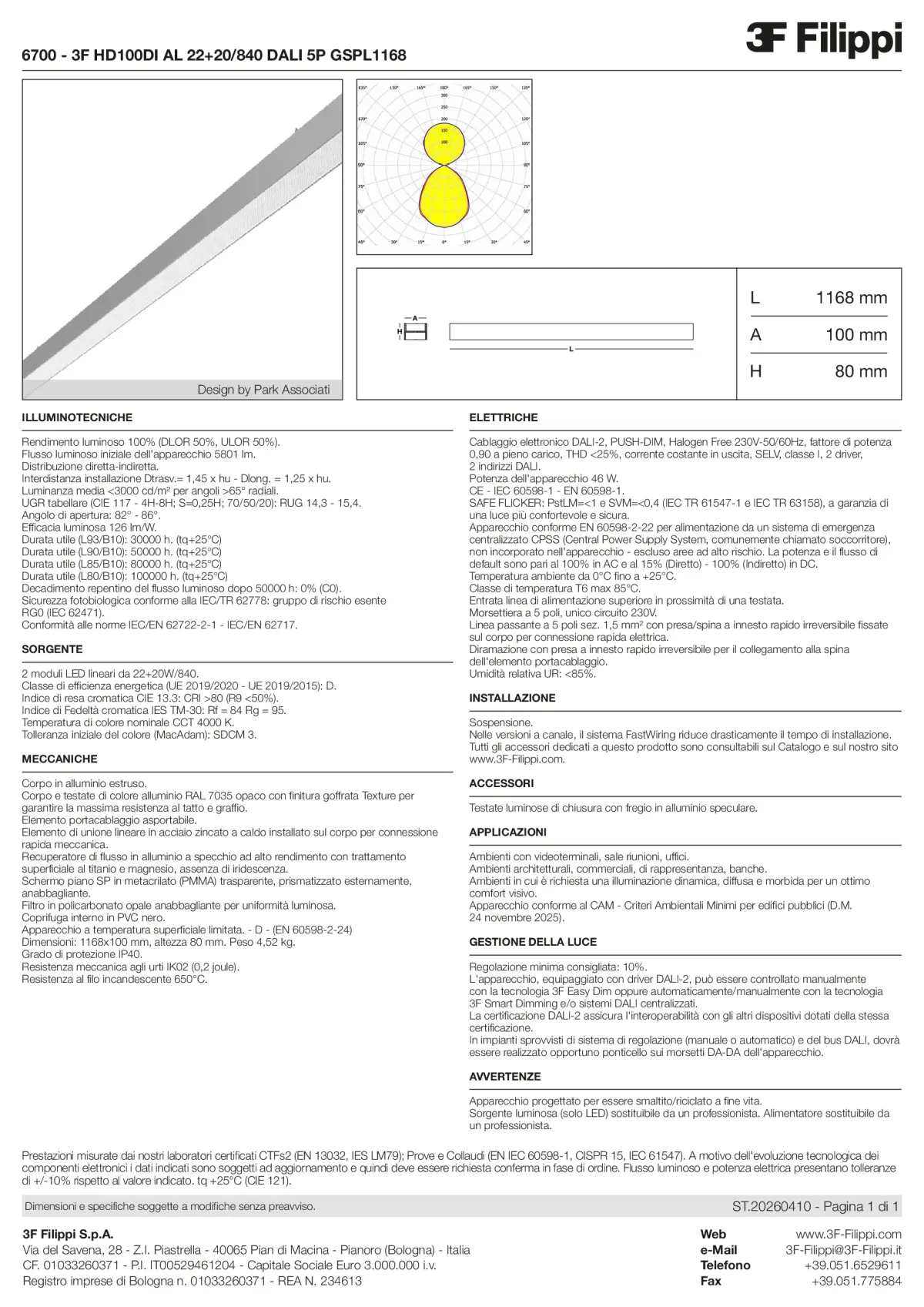 6700 - 3F HD100DI AL 22+20-840 DALI 5P GSPL1168 - Datasheet - it