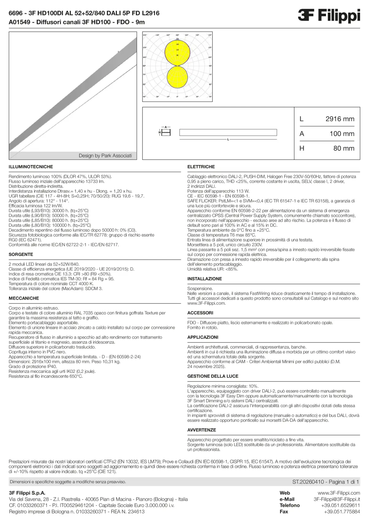 6696+A01549 - 3F HD100DI AL 52+52-840 DALI 5P FD L2916 + FDO - Datasheet - it