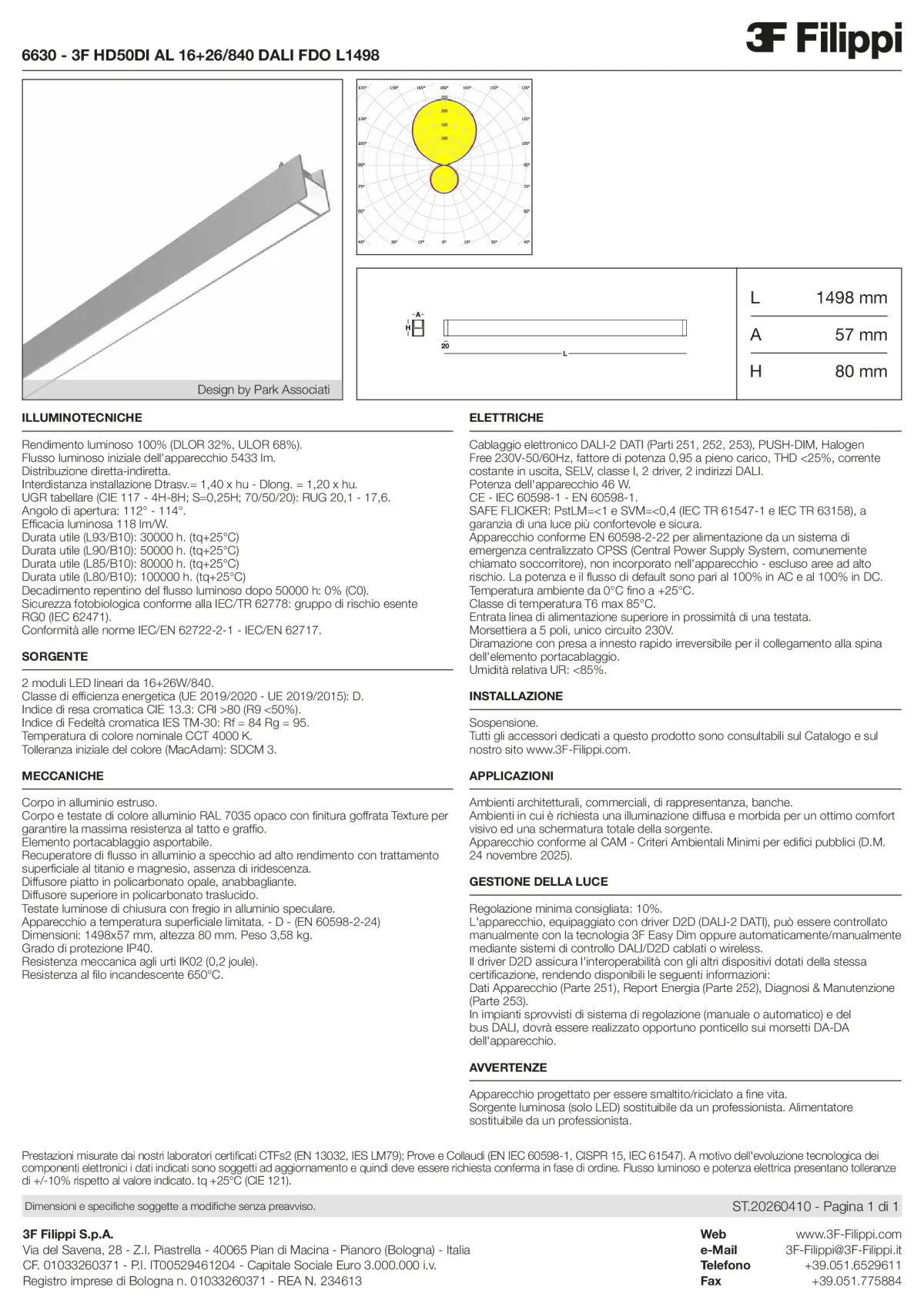 6630 - 3F HD50DI AL 16+26-840 DALI FDO L1498 - Datasheet - it