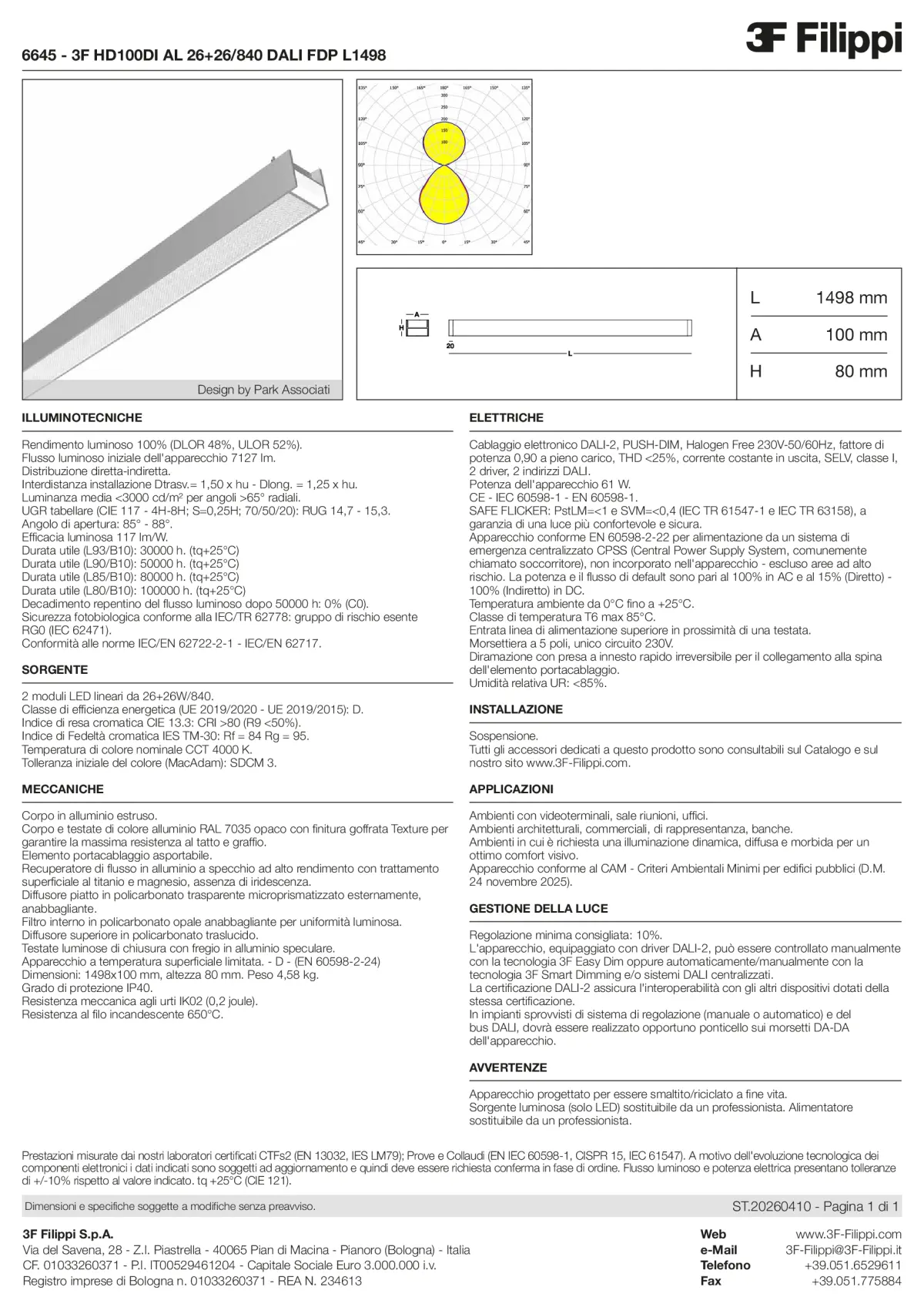 6645 - 3F HD100DI AL 26+26-840 DALI FDP L1498 - Datasheet - it